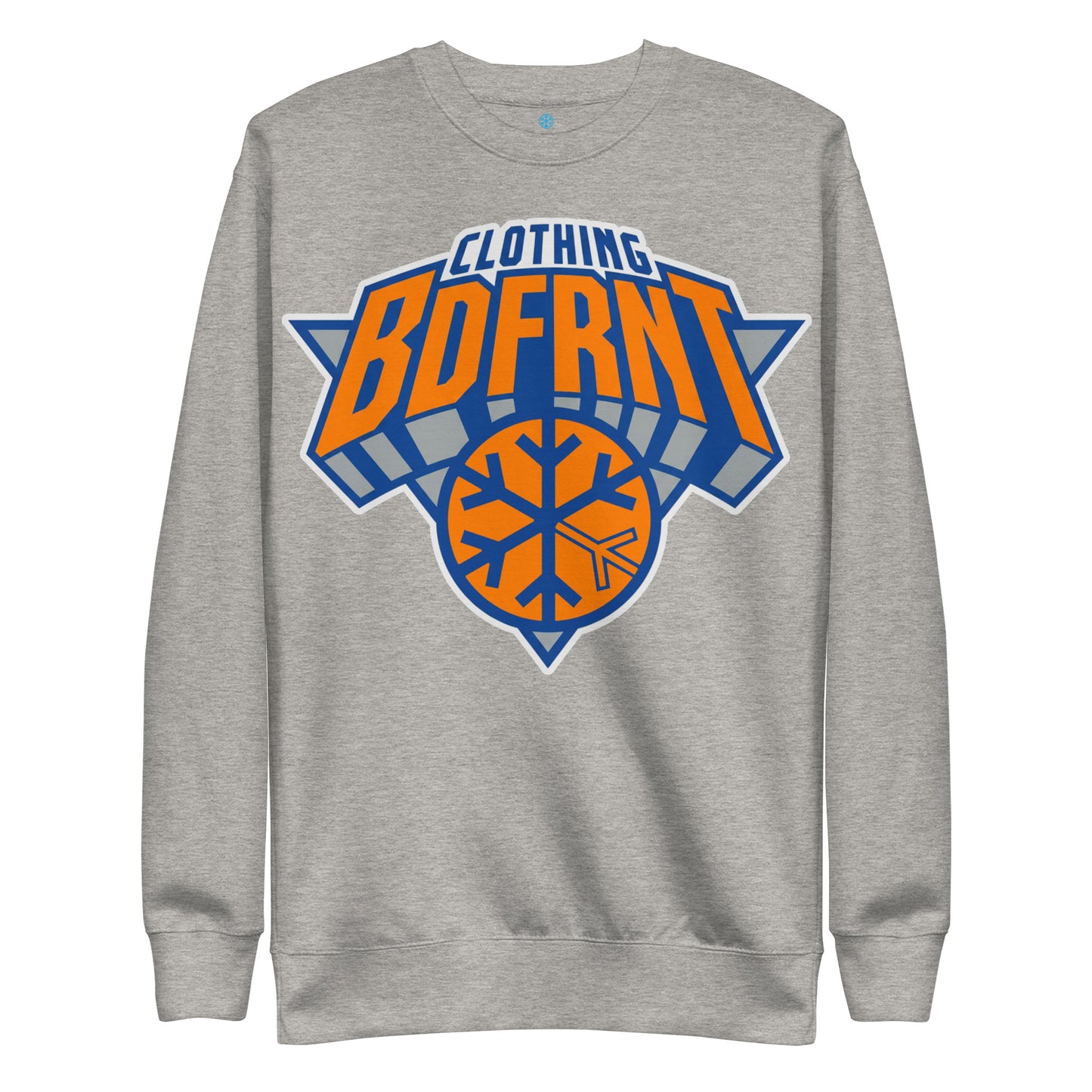 Gray-BDFRNT Logo 2011 Sweatshirt from B.Different Clothing, front view, graffiti-inspired streetwear