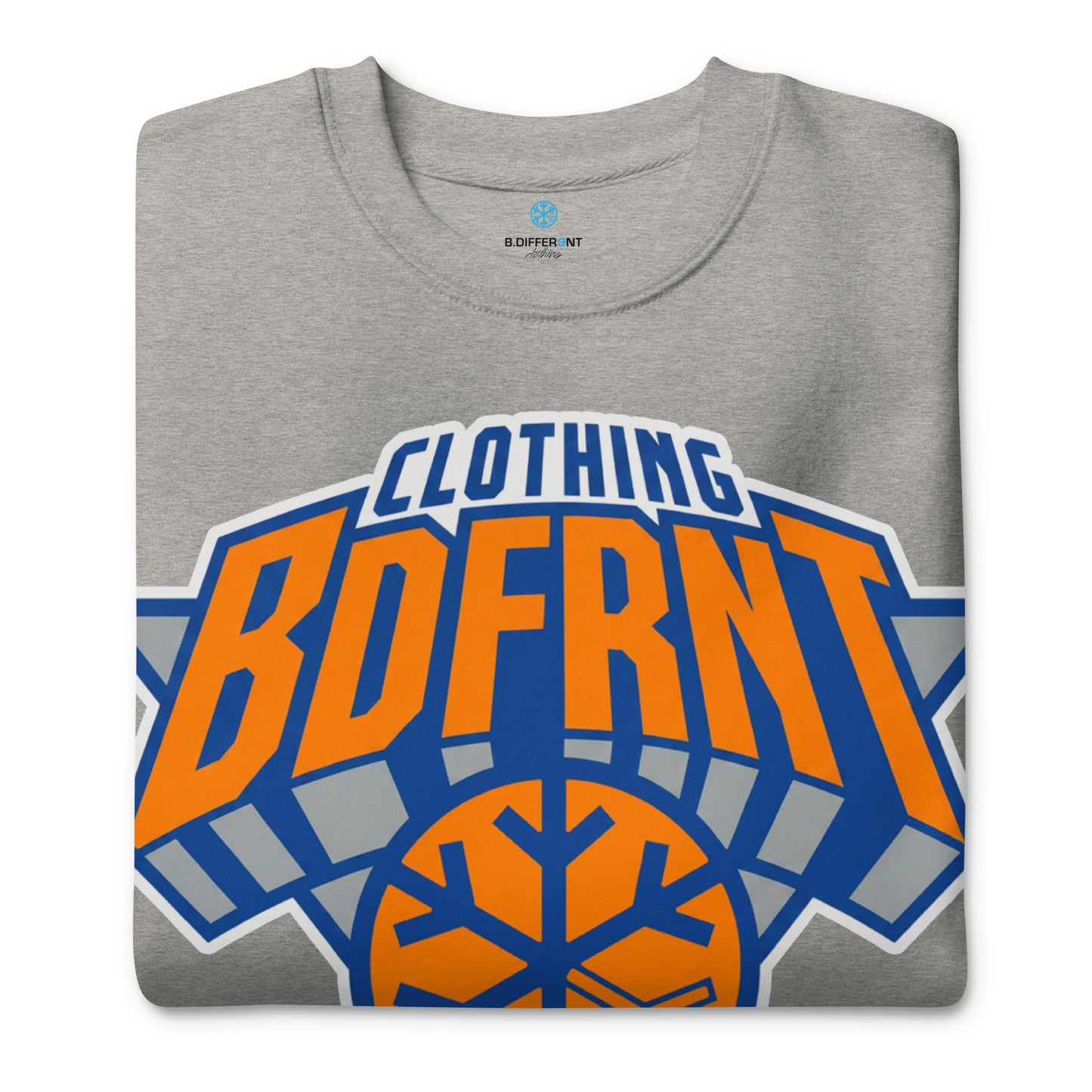 Gray-BDFRNT Logo 2011 Sweatshirt from B.Different Clothing, folded, graffiti-inspired streetwear