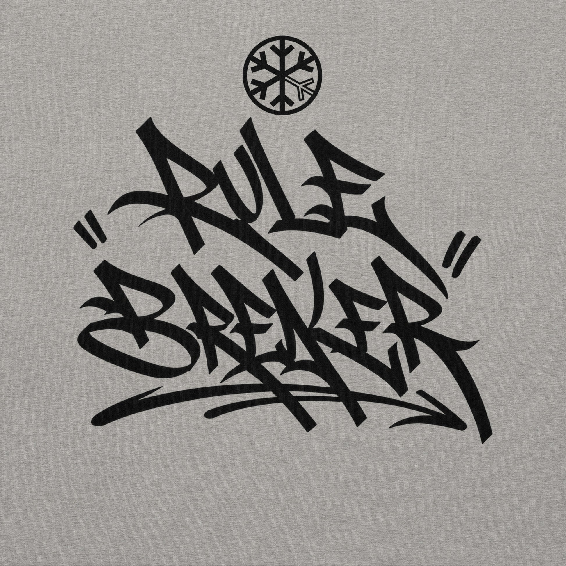 Carbon Grey-Rule Breaker Graffiti Tag Sweatshirt from B.Different Clothing, front graphic, graffiti-inspired streetwear