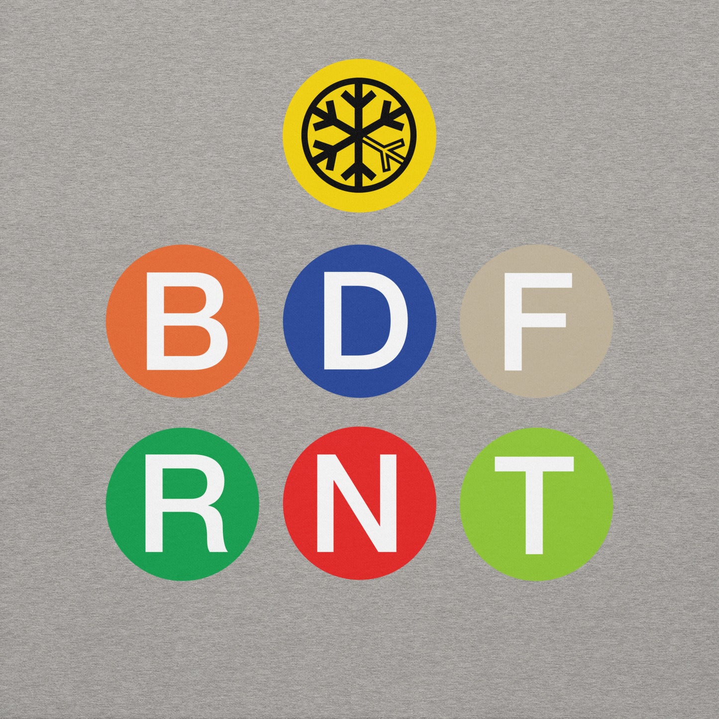 Carbon Grey-BDFRNT NYC Subway Sweatshirt from B.Different Clothing, front graphic, graffiti-inspired streetwear