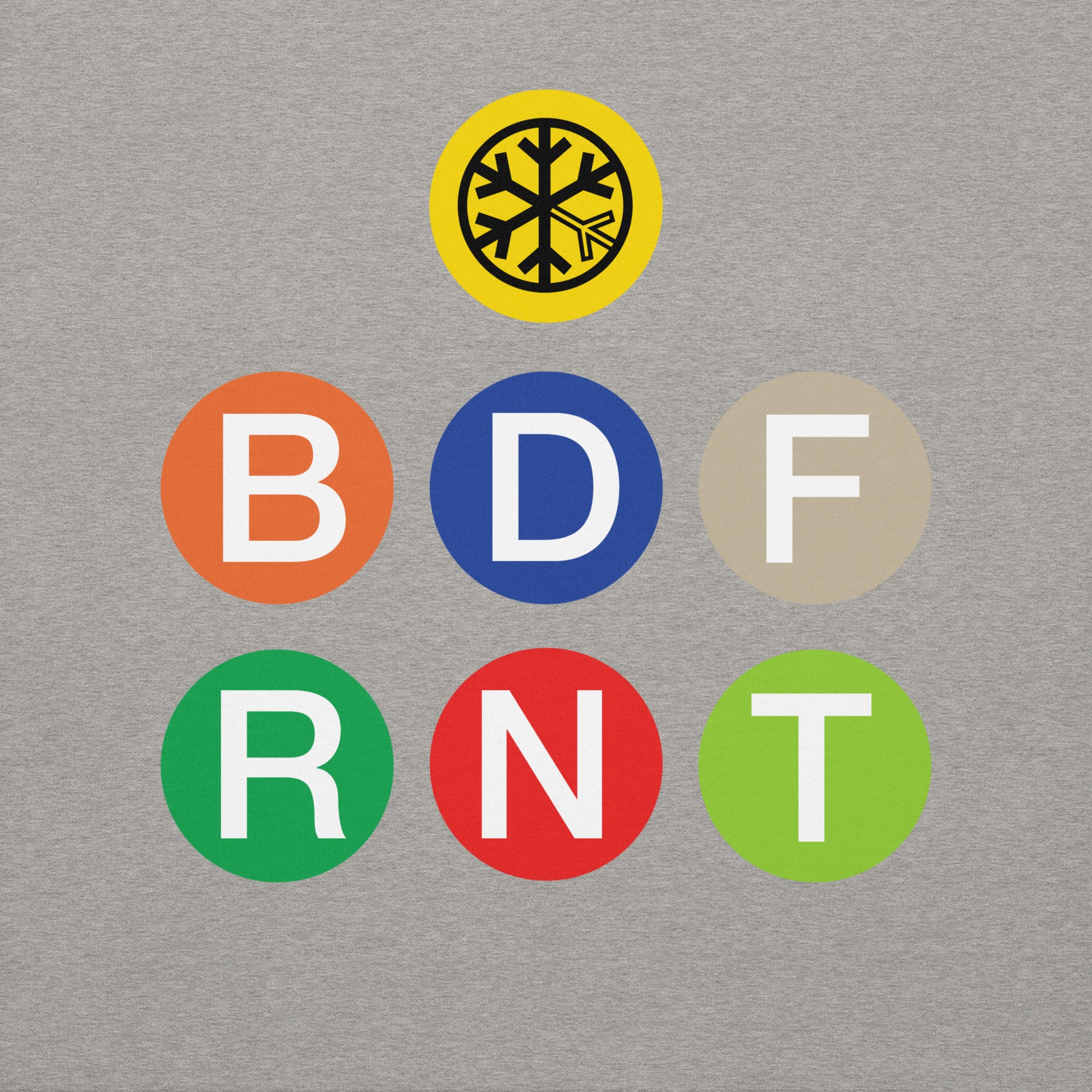 Carbon Grey-BDFRNT NYC Subway Sweatshirt from B.Different Clothing, front graphic, graffiti-inspired streetwear