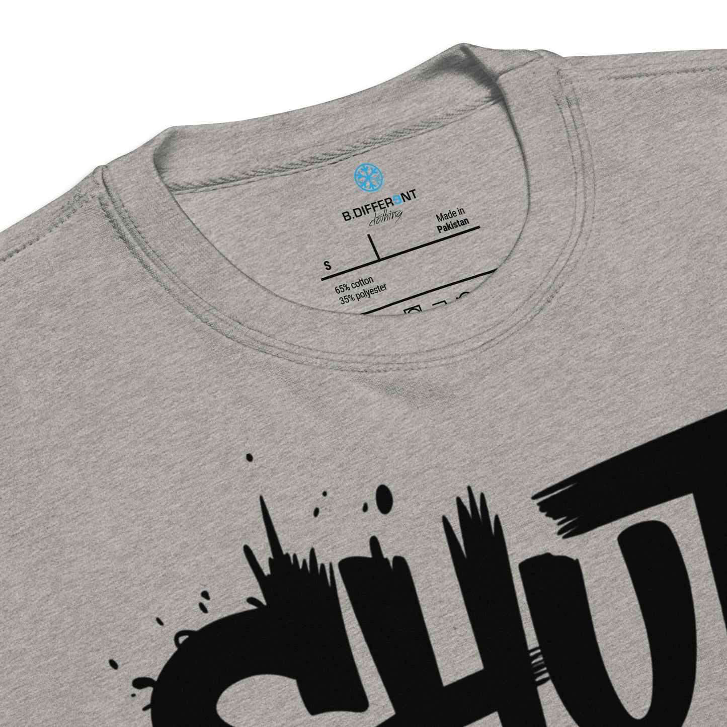 Gray-Shut Up and Paint Graffiti Sweatshirt from B.Different Clothing, collar, graffiti-inspired streetwear