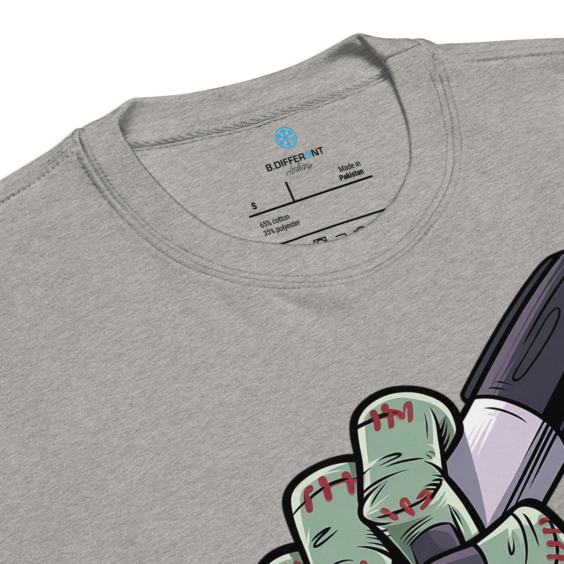 Gray-Thing Graffiti Sweatshirt from B.Different Clothing, collar, graffiti-inspired streetwear