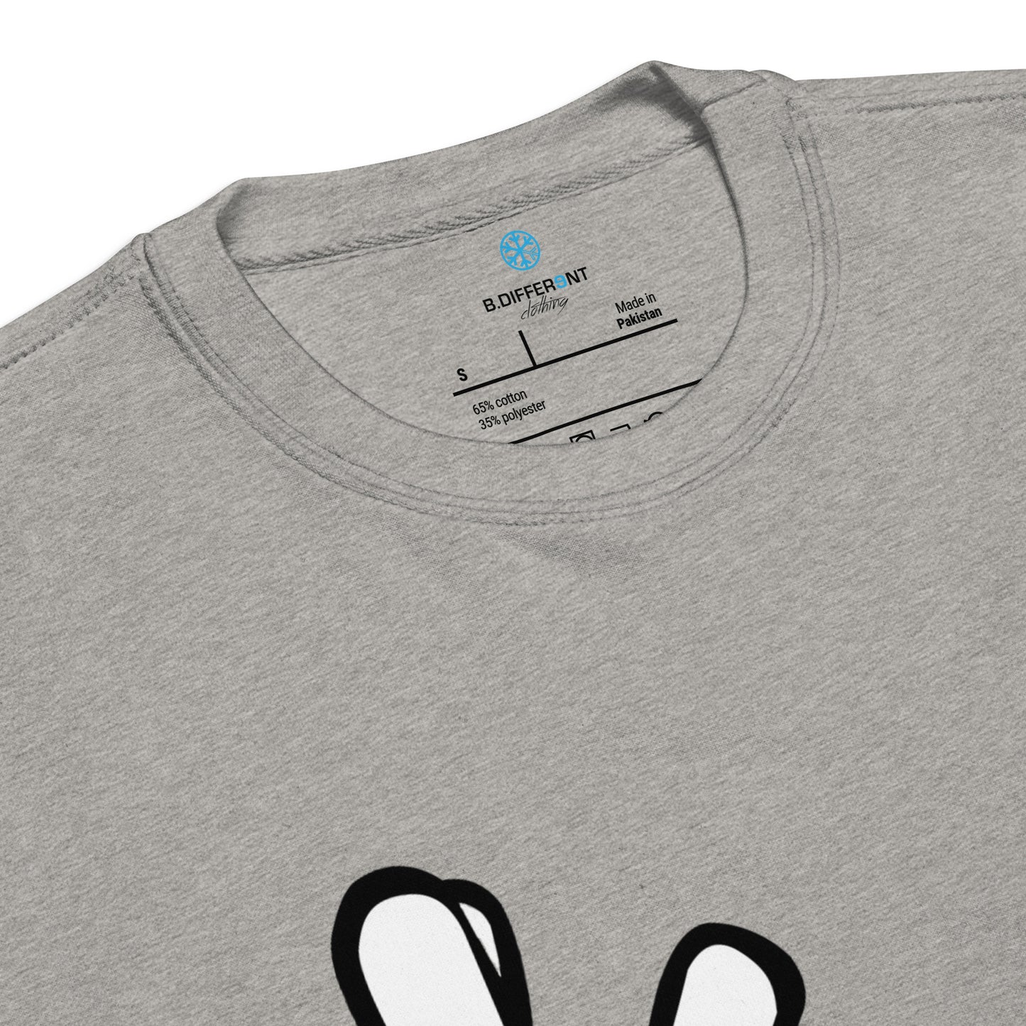 Gray-Weirdo Hand Sign Sweatshirt from B.Different Clothing, collar, graffiti-inspired streetwear