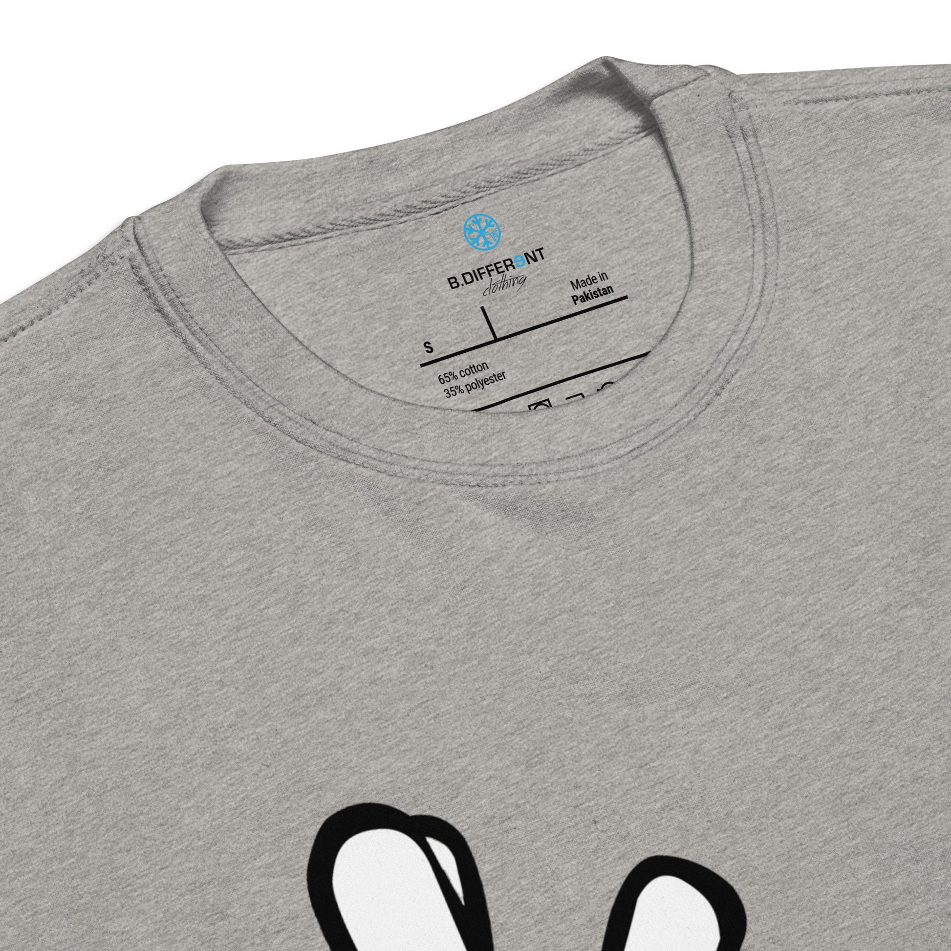 Gray-Weirdo Hand Sign Sweatshirt from B.Different Clothing, collar, graffiti-inspired streetwear