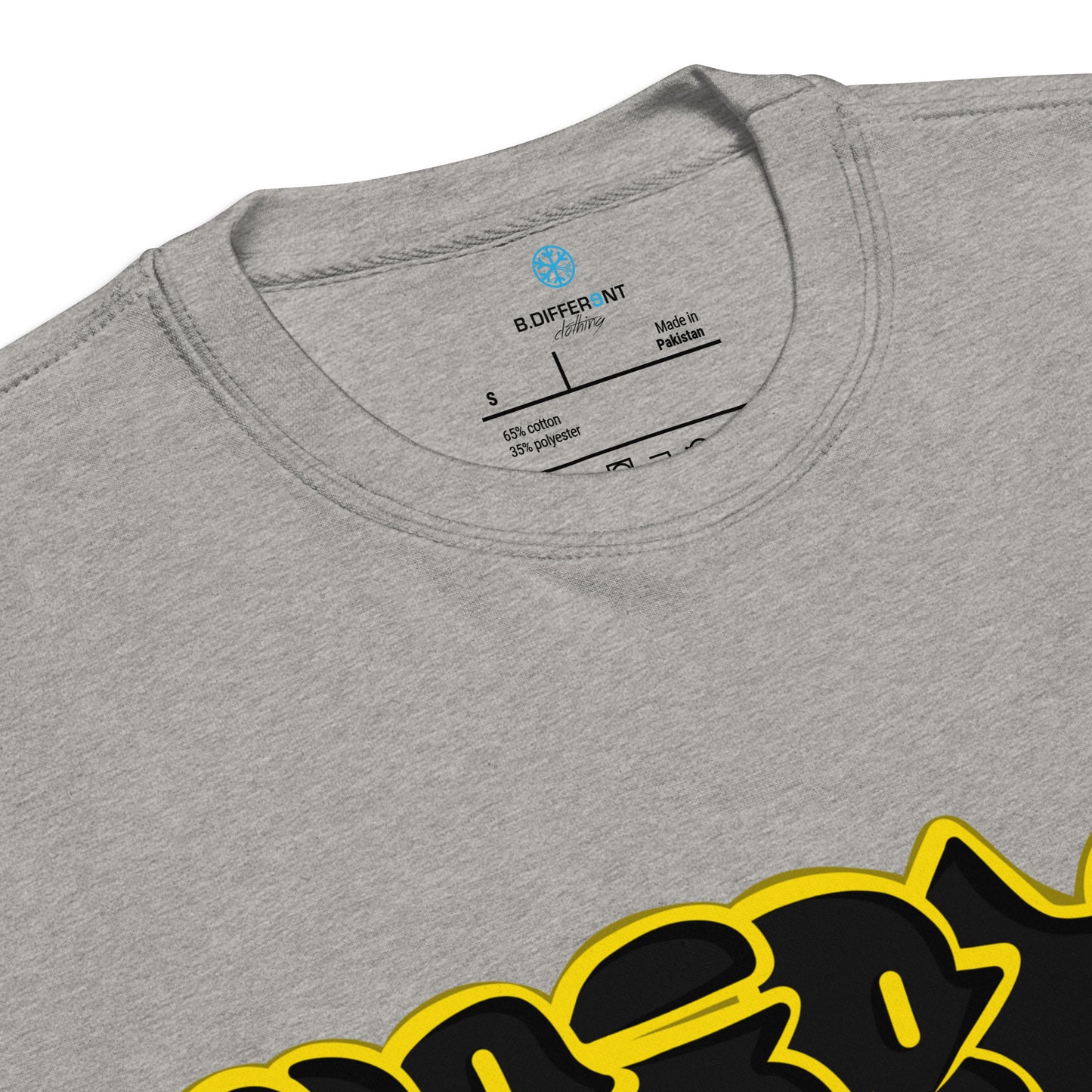 Gray-Weirdo Graffiti Throwie Sweatshirt from B.Different Clothing, collar, graffiti-inspired streetwear