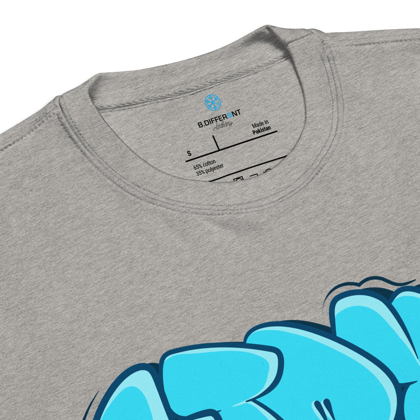 Gray-Stay Weird Graffiti Throw-up Sweatshirt from B.Different Clothing, collar, graffiti-inspired streetwear