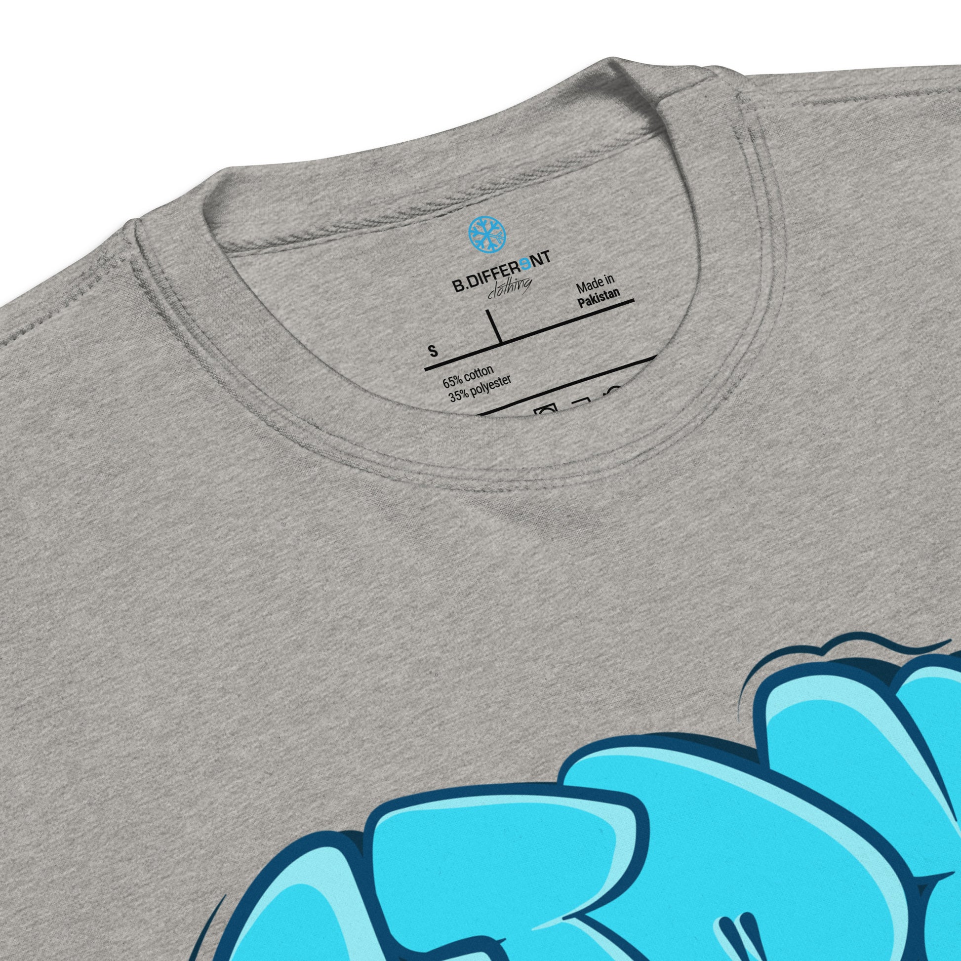 Gray-Stay Weird Graffiti Throw-up Sweatshirt from B.Different Clothing, collar, graffiti-inspired streetwear