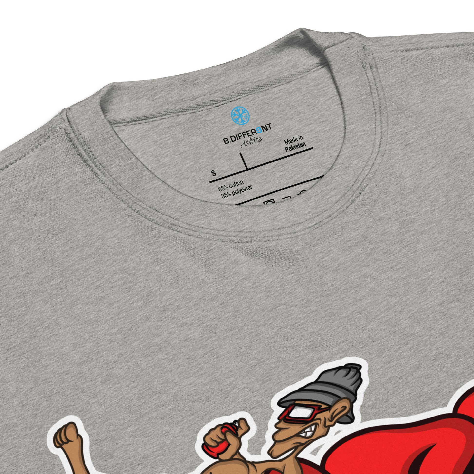 Gray-Loner Graffiti Piece Sweatshirt from B.Different Clothing, collar, graffiti-inspired streetwear