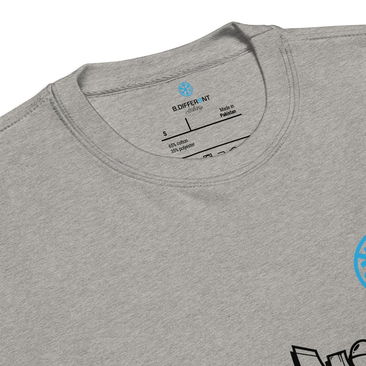 Gray-Mission Graffiti Character Sweatshirt from B.Different Clothing, collar, graffiti-inspired streetwear