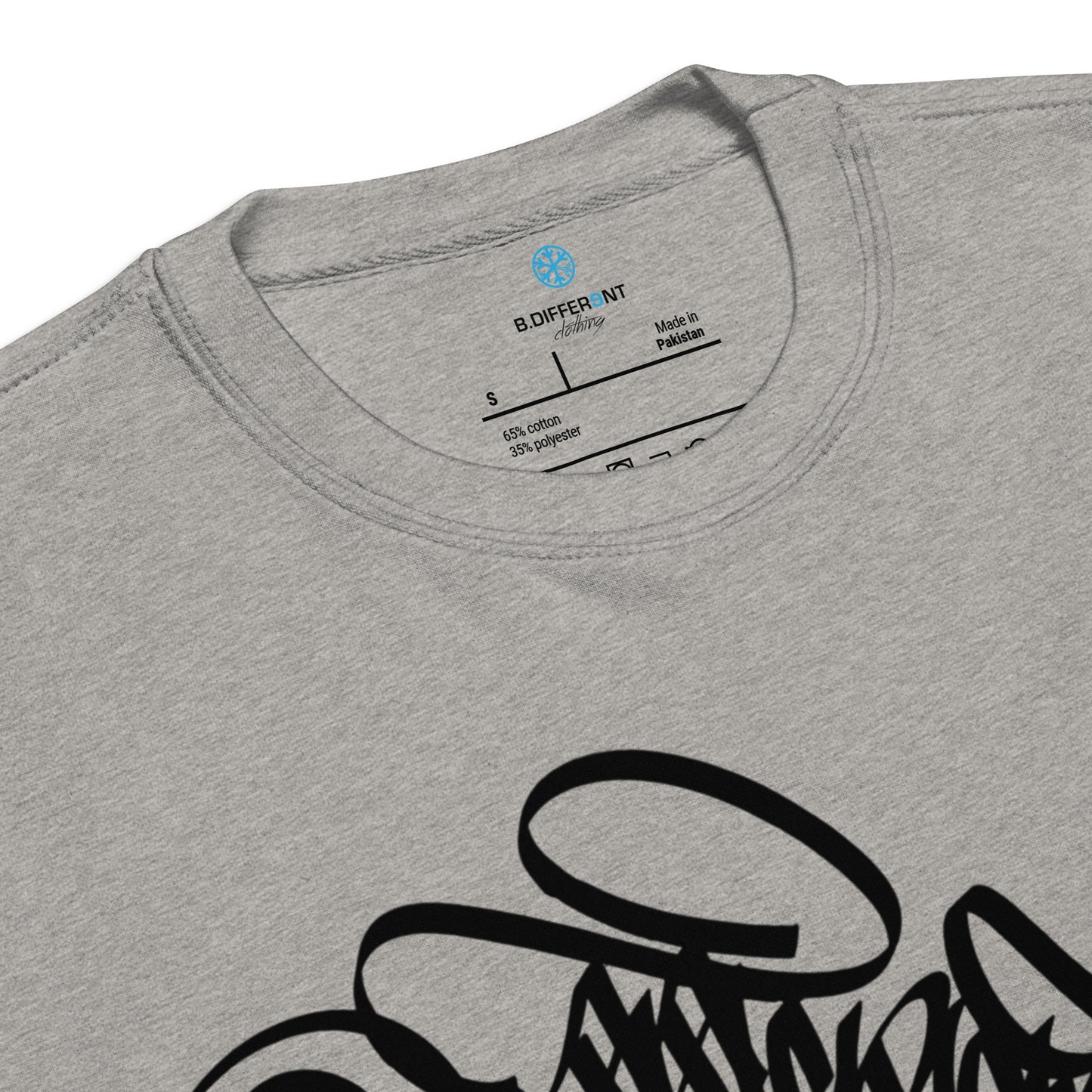 Gray-B.Different Clothing Graffiti Tag Sweatshirt from B.Different Clothing, collar, graffiti-inspired streetwear