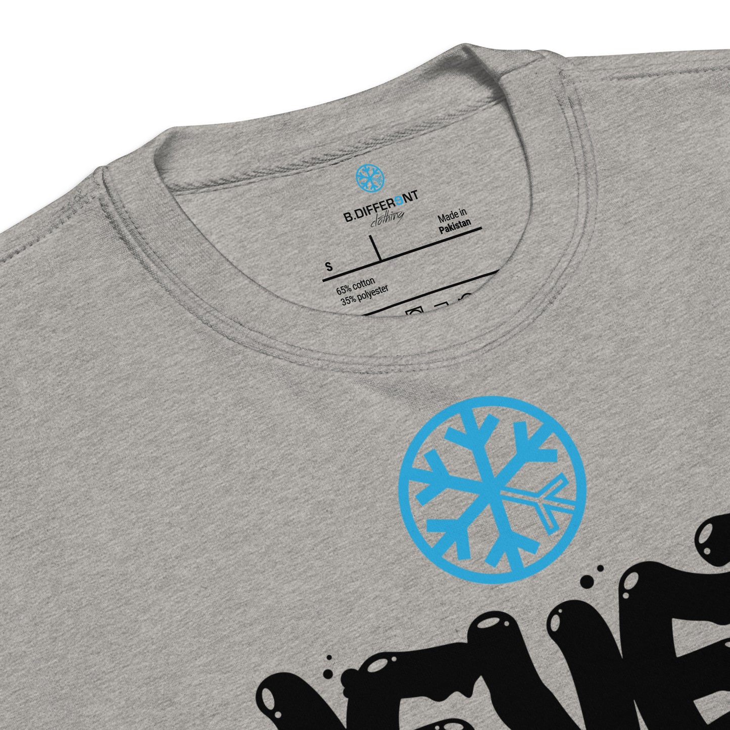 Gray-Never Stop Graffiti Piece Sweatshirt from B.Different Clothing, collar, graffiti-inspired streetwear