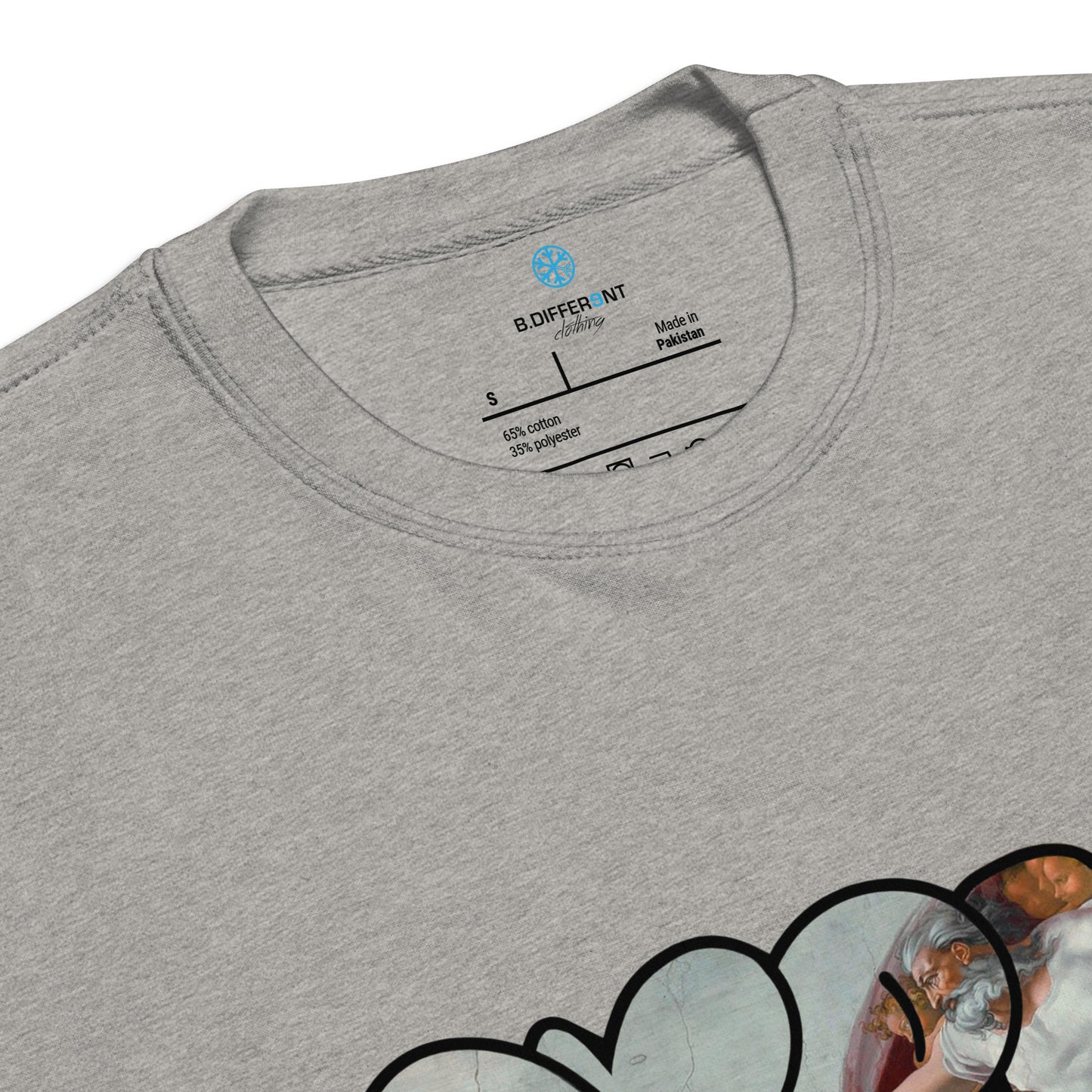 Gray-BDFRNT Throwie x Creation of Adam Graffiti Sweatshirt from B.Different Clothing, collar, graffiti-inspired streetwear