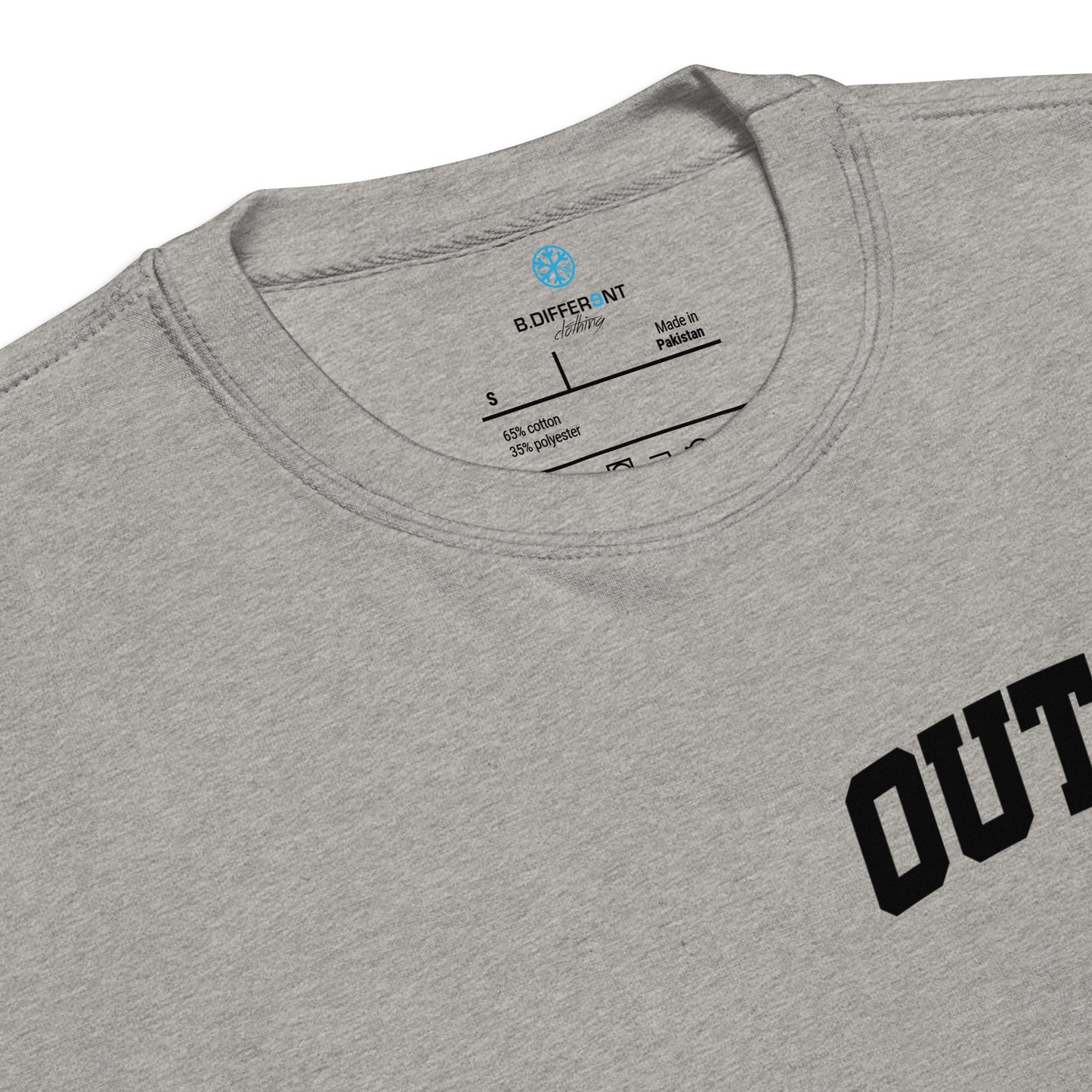 Gray-Outcast Graffiti Character Sweatshirt from B.Different Clothing, collar, graffiti-inspired streetwear