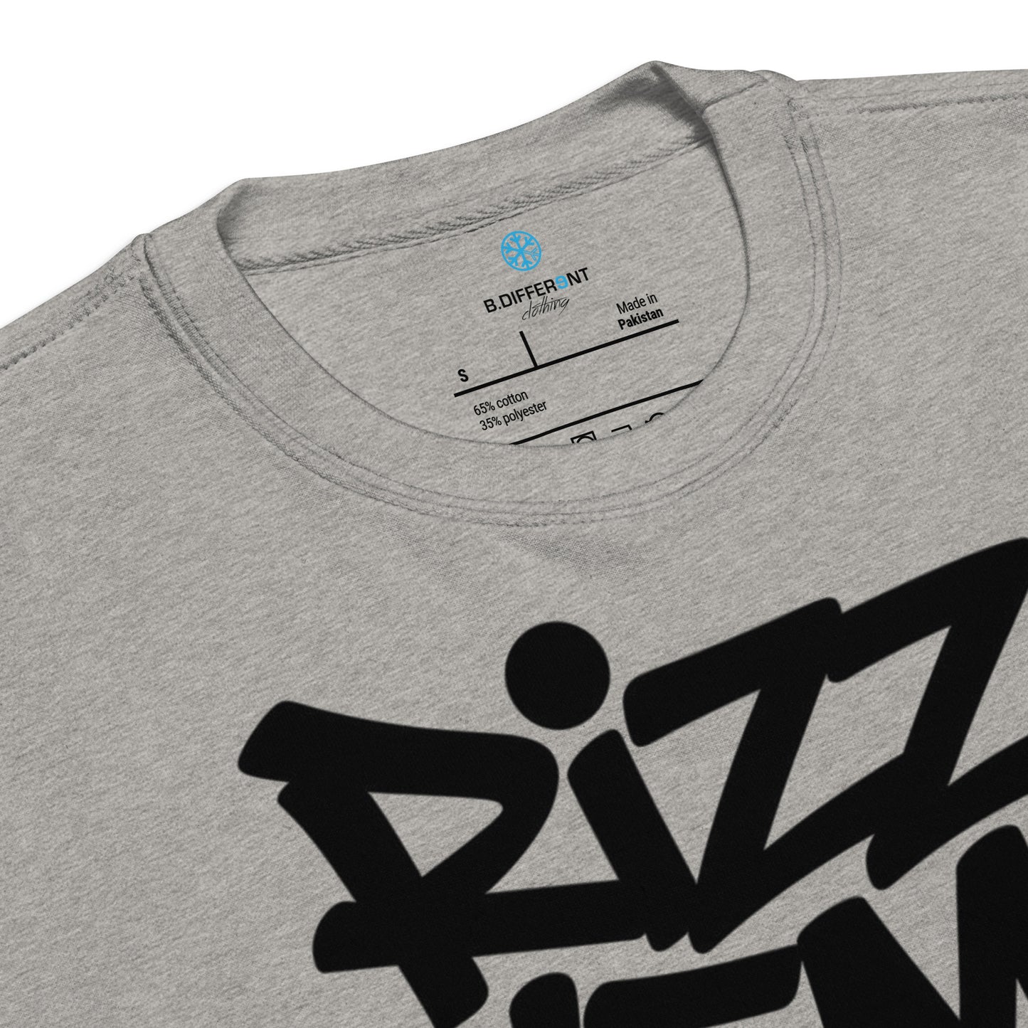 Gray-Rizz 'Em With The 'Tism Graffiti Sweatshirt from B.Different Clothing, collar, graffiti-inspired streetwear