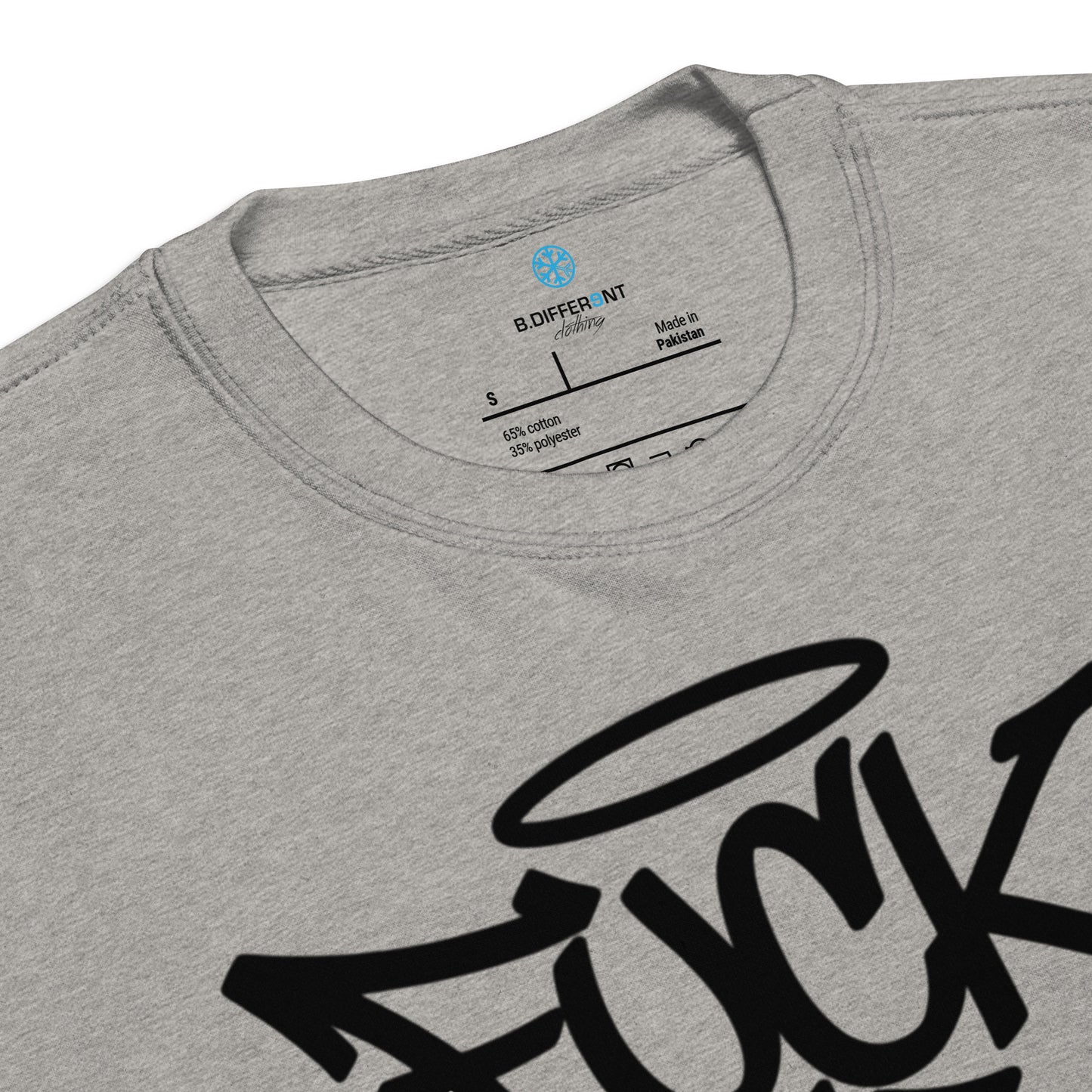 Gray-Fuck The Vandal Squad Graffiti Sweatshirt from B.Different Clothing, collar, graffiti-inspired streetwear