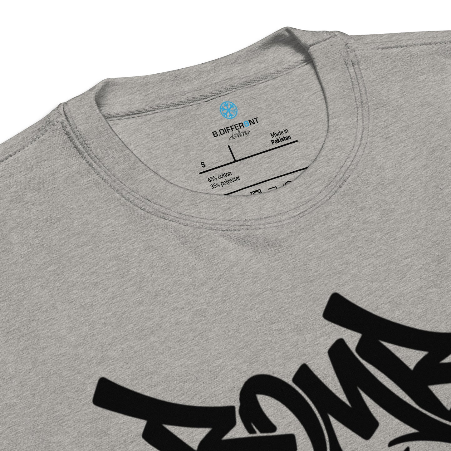 Gray-Bomb The System Graffiti Sweatshirt from B.Different Clothing, collar, graffiti-inspired streetwear