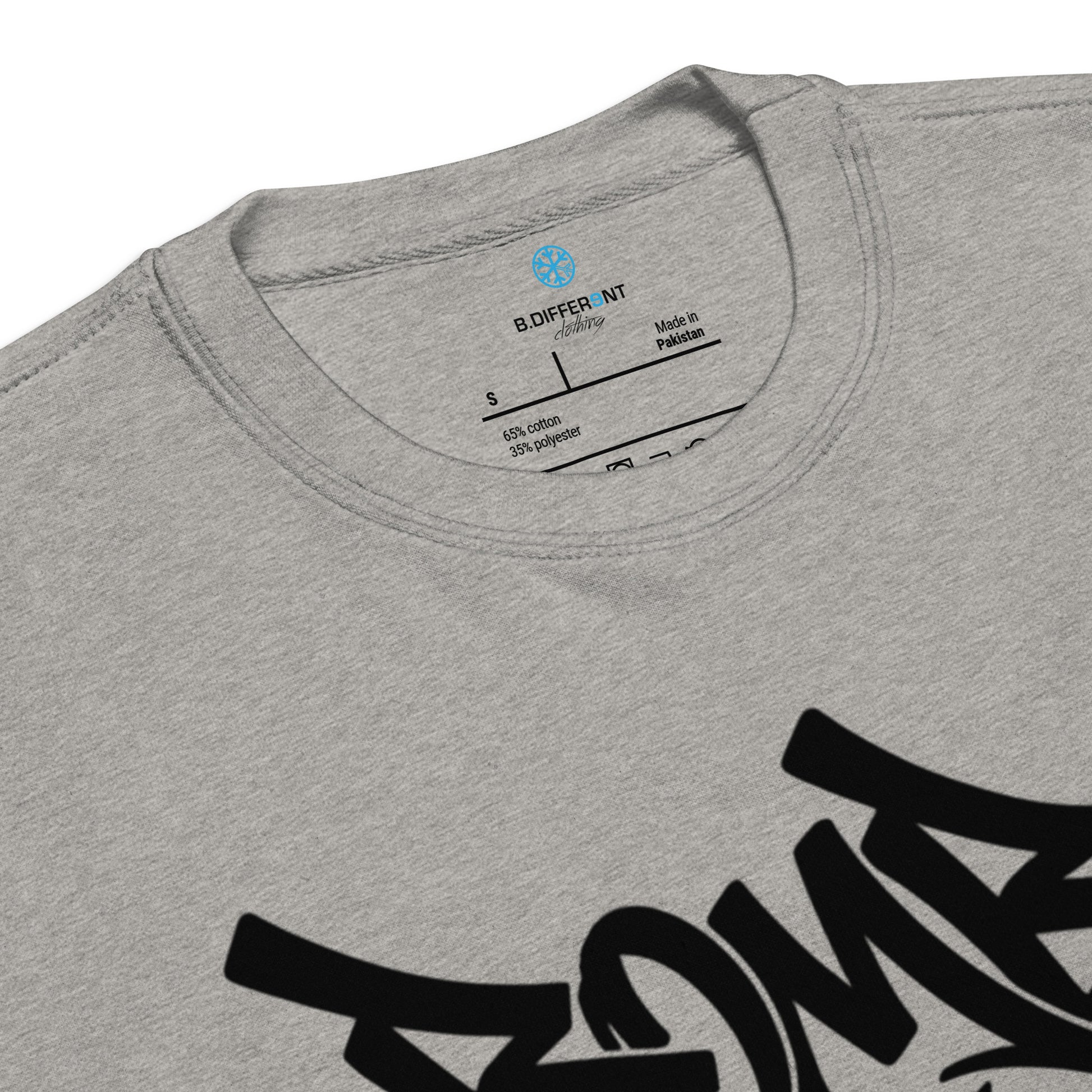 Gray-Bomb The System Graffiti Sweatshirt from B.Different Clothing, collar, graffiti-inspired streetwear