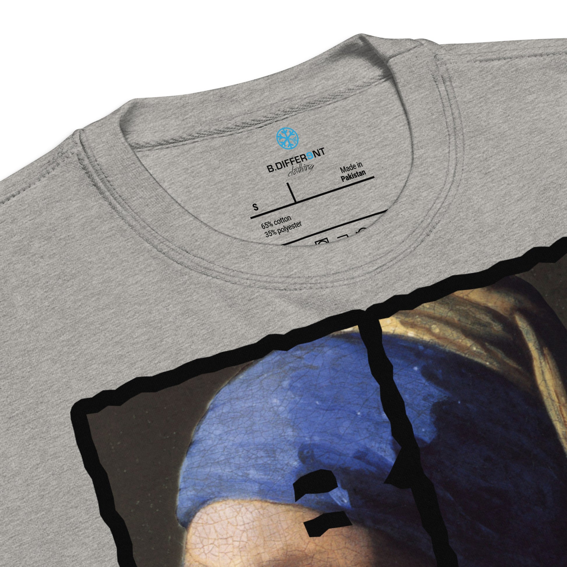 Gray-BDFRNT Throwie x Girl With Pearl Earring Graffiti Sweatshirt from B.Different Clothing, collar, graffiti-inspired streetwear