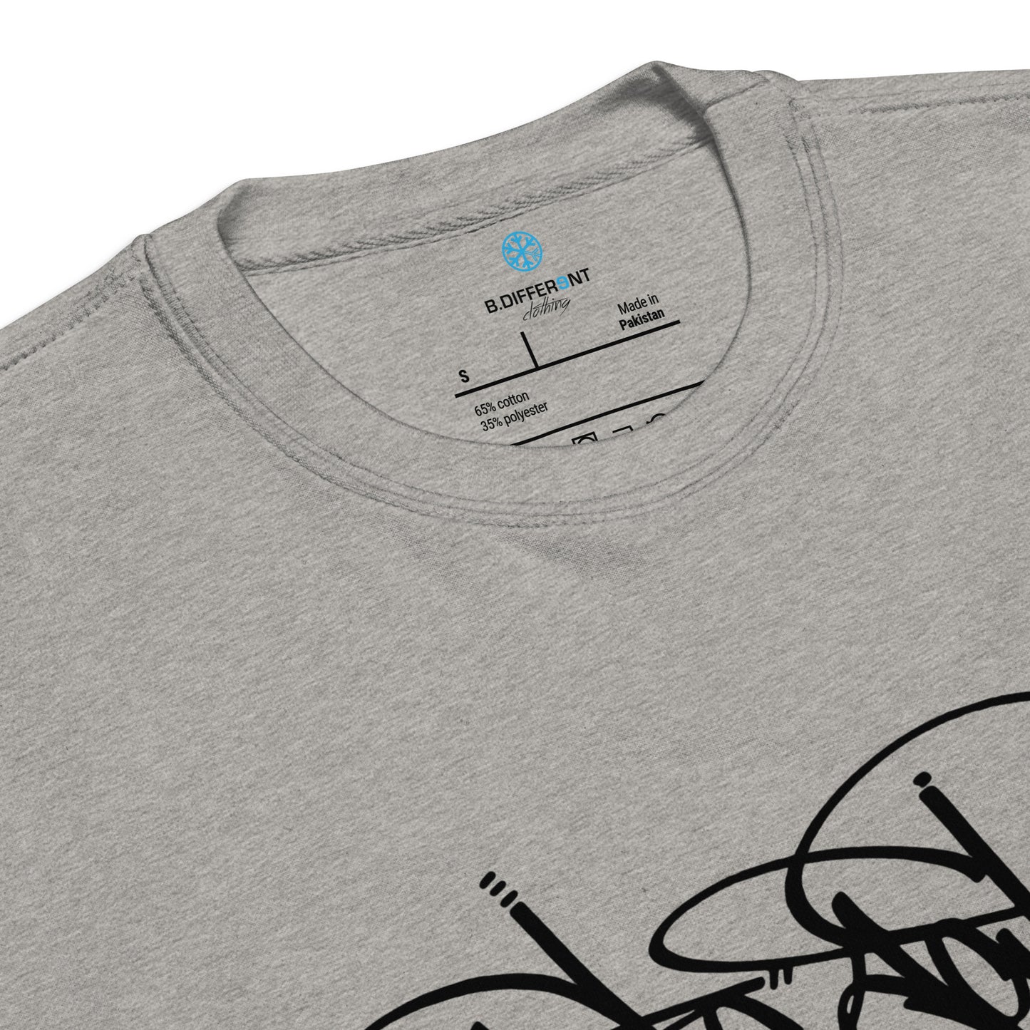 Gray-Outcast Tag Sweatshirt by Graffiti Dad from B.Different Clothing, collar, graffiti-inspired streetwear