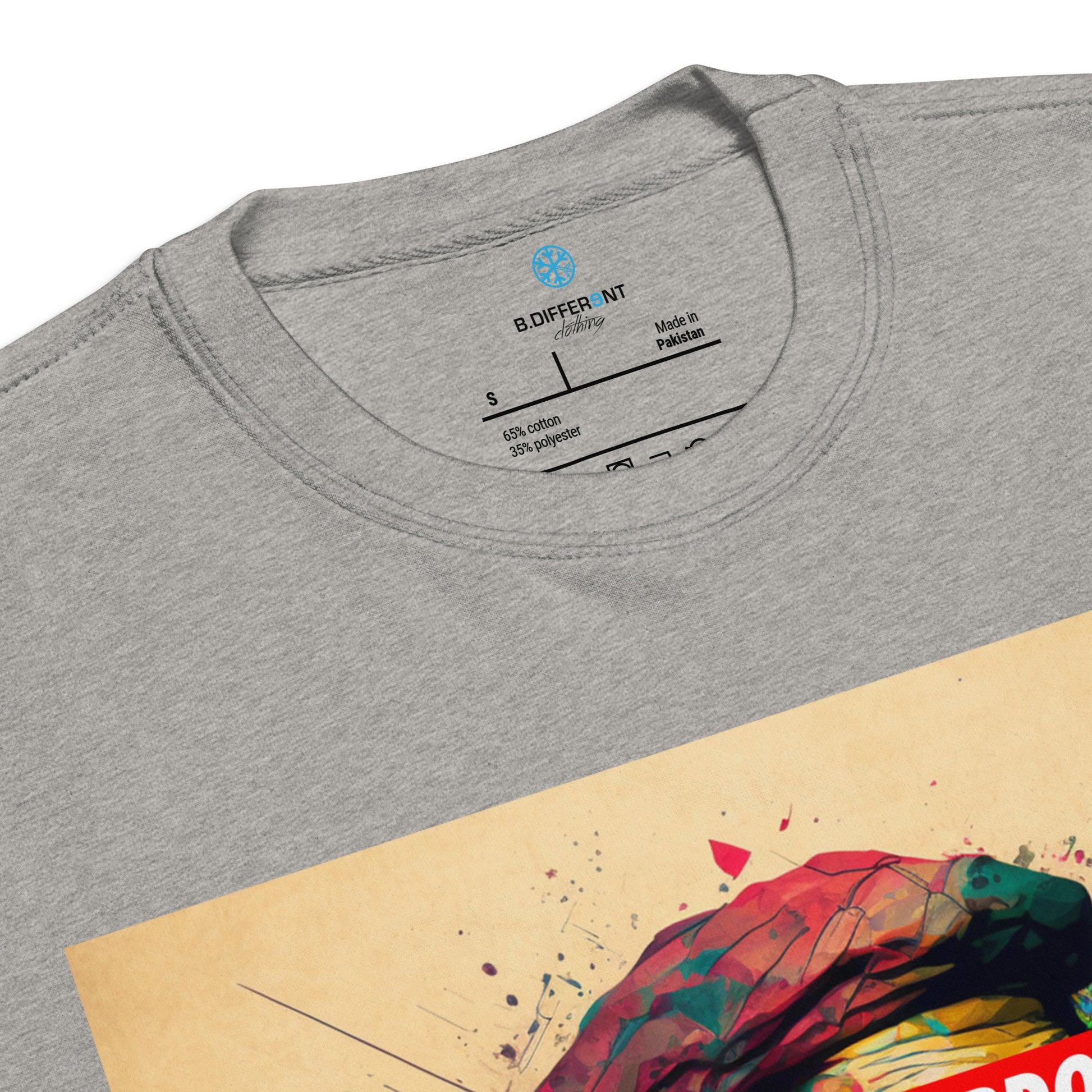 Gray-Leonardo da Vinci Sweatshirt from B.Different Clothing, collar, graffiti-inspired streetwear