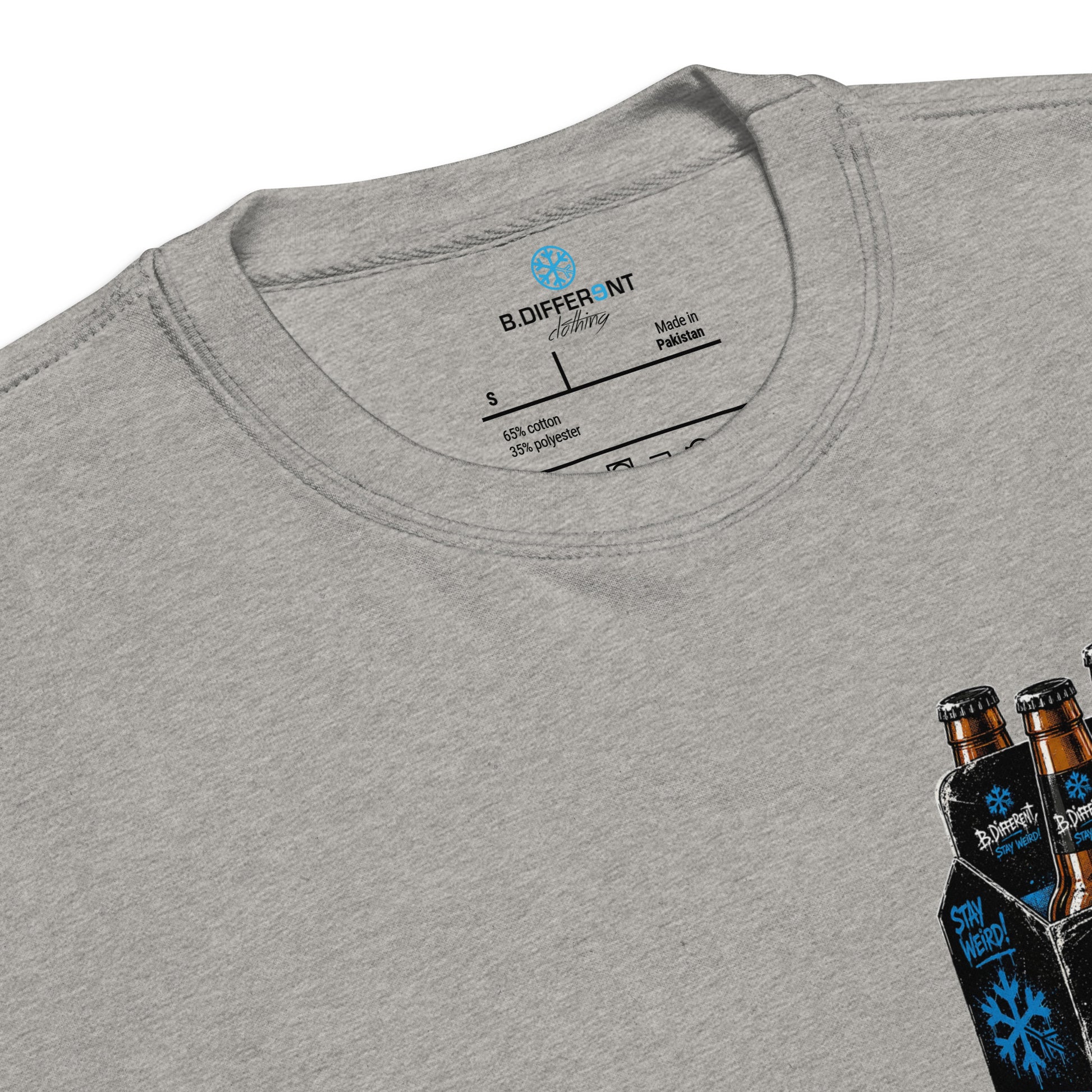 Gray-Six Pack Beer Graffiti Sweatshirt from B.Different Clothing, collar, graffiti-inspired streetwear