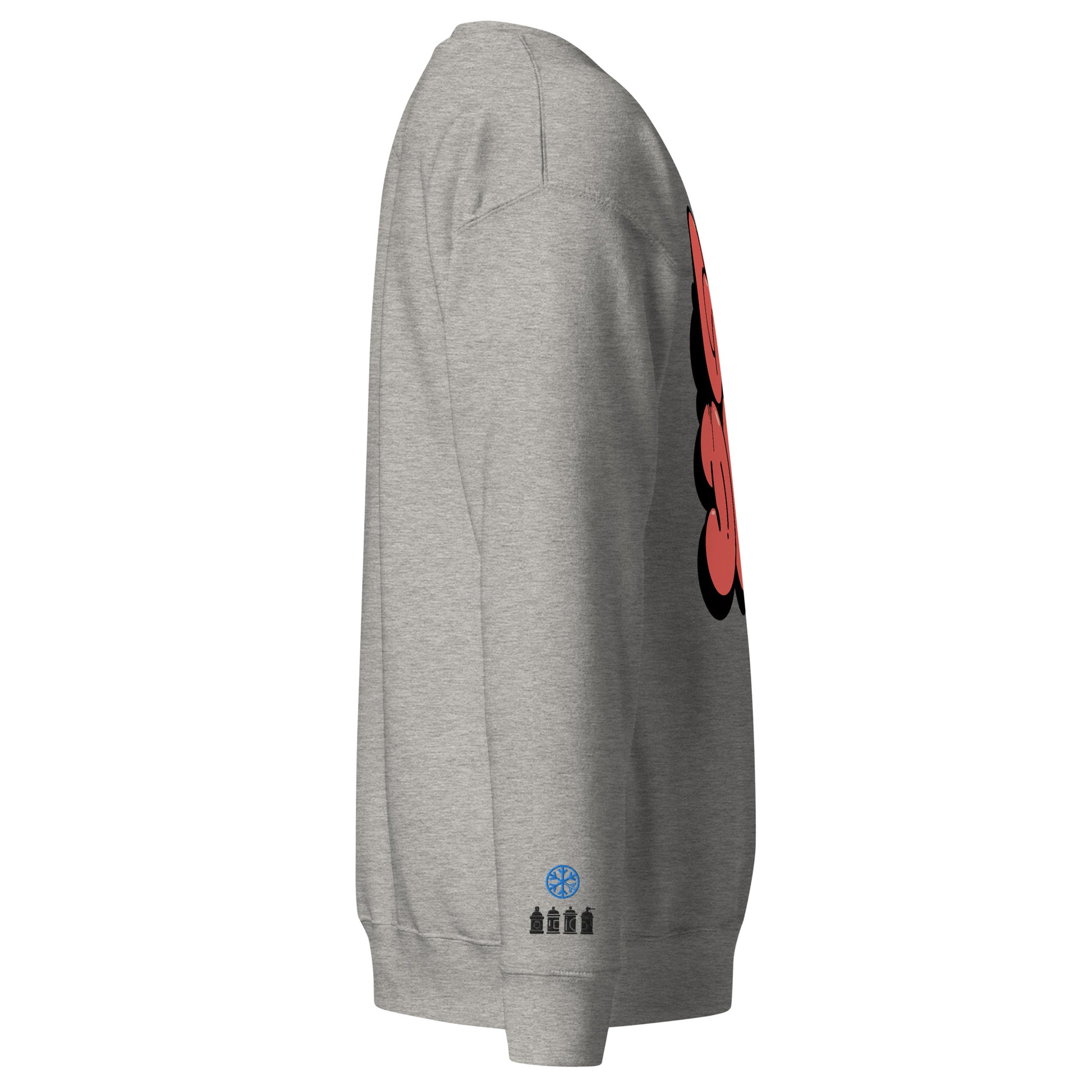 Gray-Get Down Graffiti Throw-up Sweatshirt from B.Different Clothing, side view, graffiti-inspired streetwear