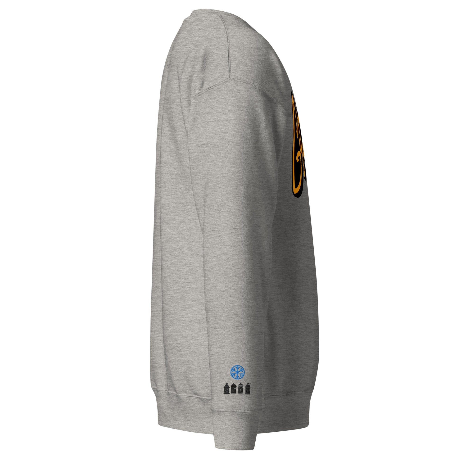 Gray-Get Down Graffiti Tag Sweatshirt from B.Different Clothing, side view, graffiti-inspired streetwear