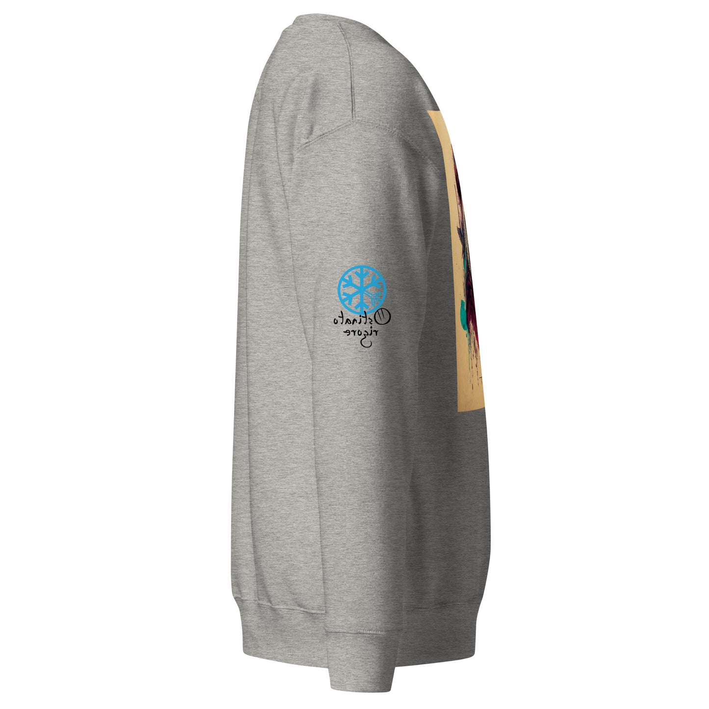 Gray-Leonardo da Vinci Sweatshirt from B.Different Clothing, side view, graffiti-inspired streetwear