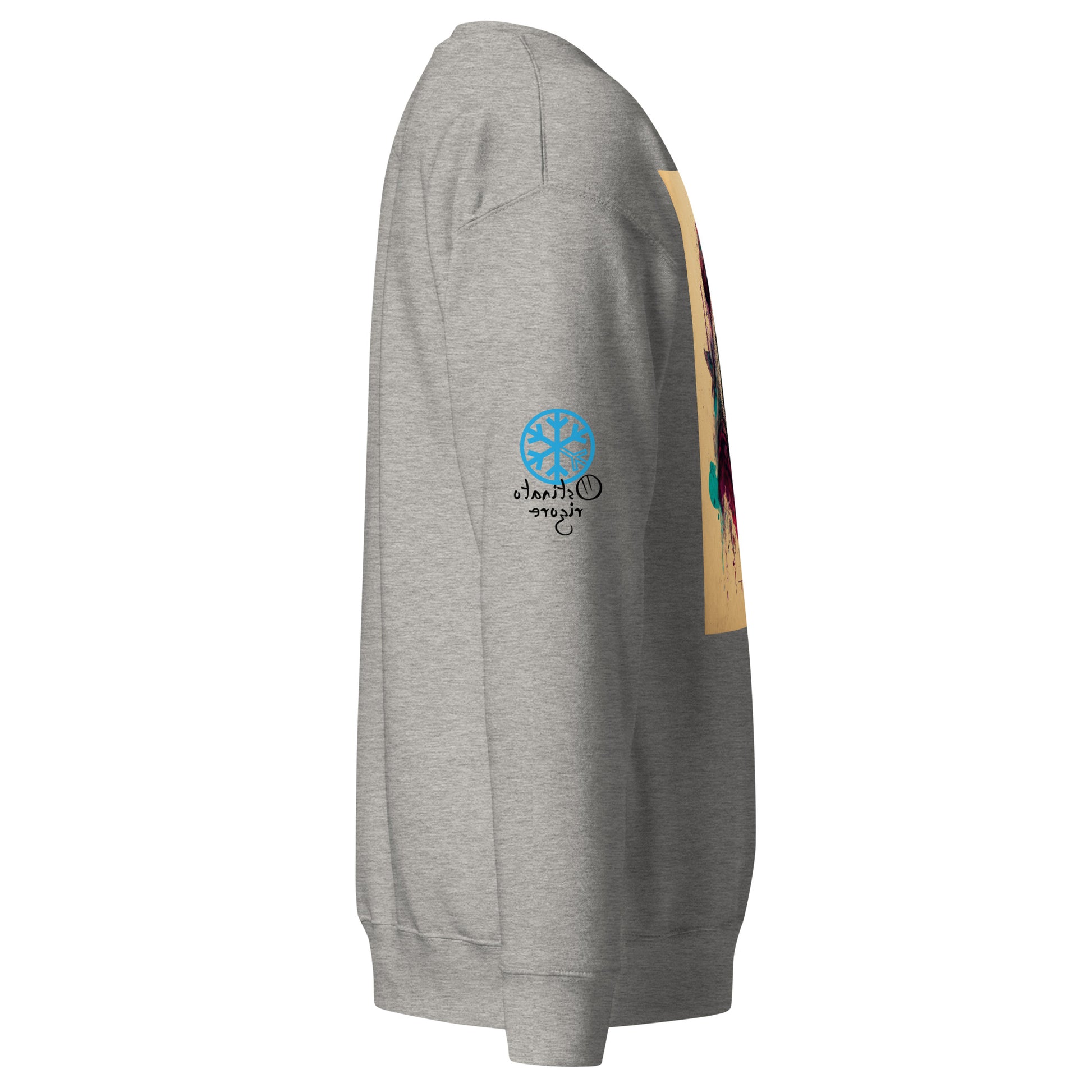 Gray-Leonardo da Vinci Sweatshirt from B.Different Clothing, side view, graffiti-inspired streetwear