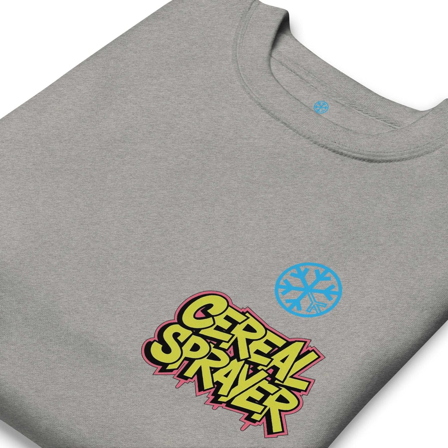 detail of Cereal Sprayer Graffiti sweatshirt gray B.Different Clothing graffiti street art inspired streetwear brand