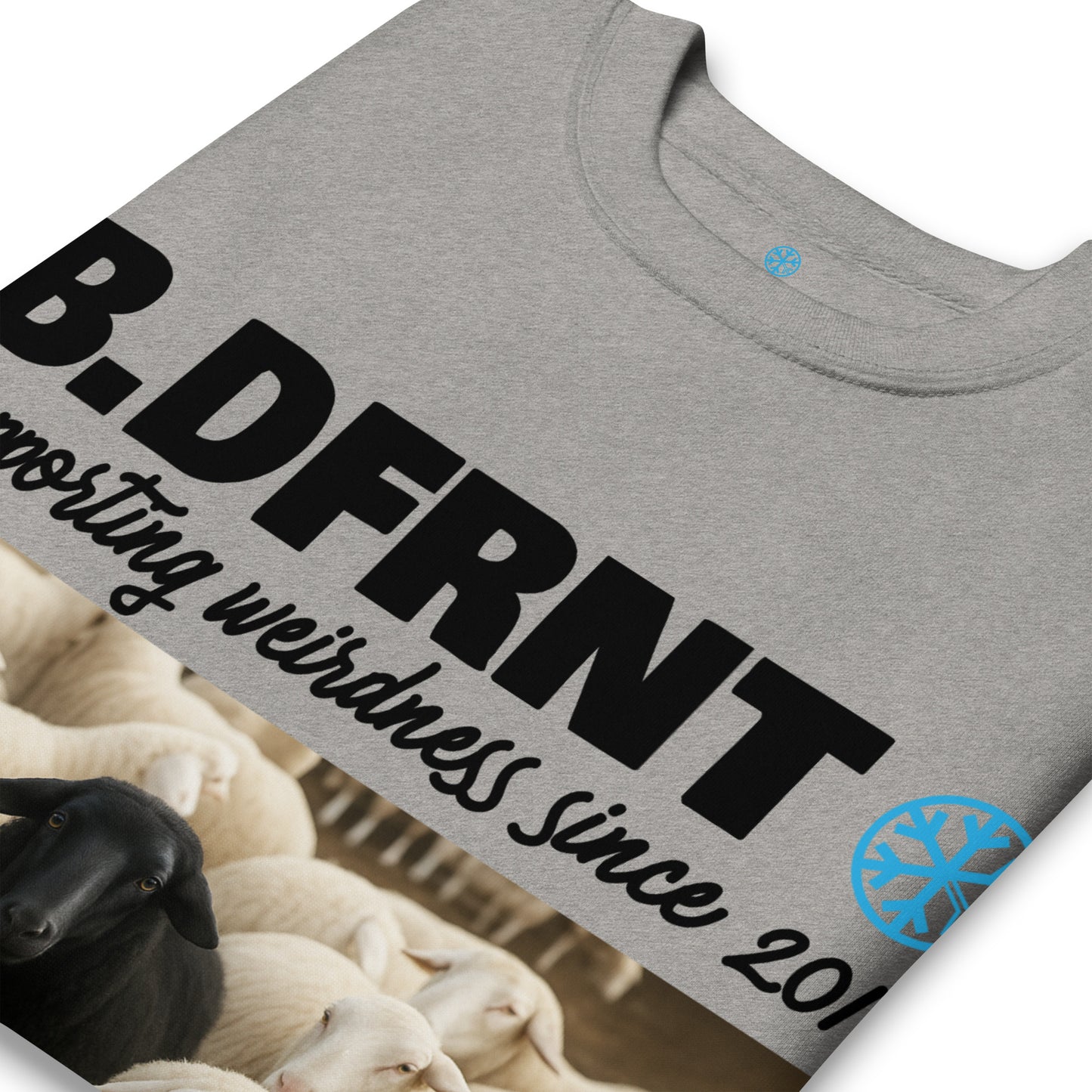 Gray-Black Sheep Sweatshirt from B.Different Clothing, detail, graffiti-inspired streetwear