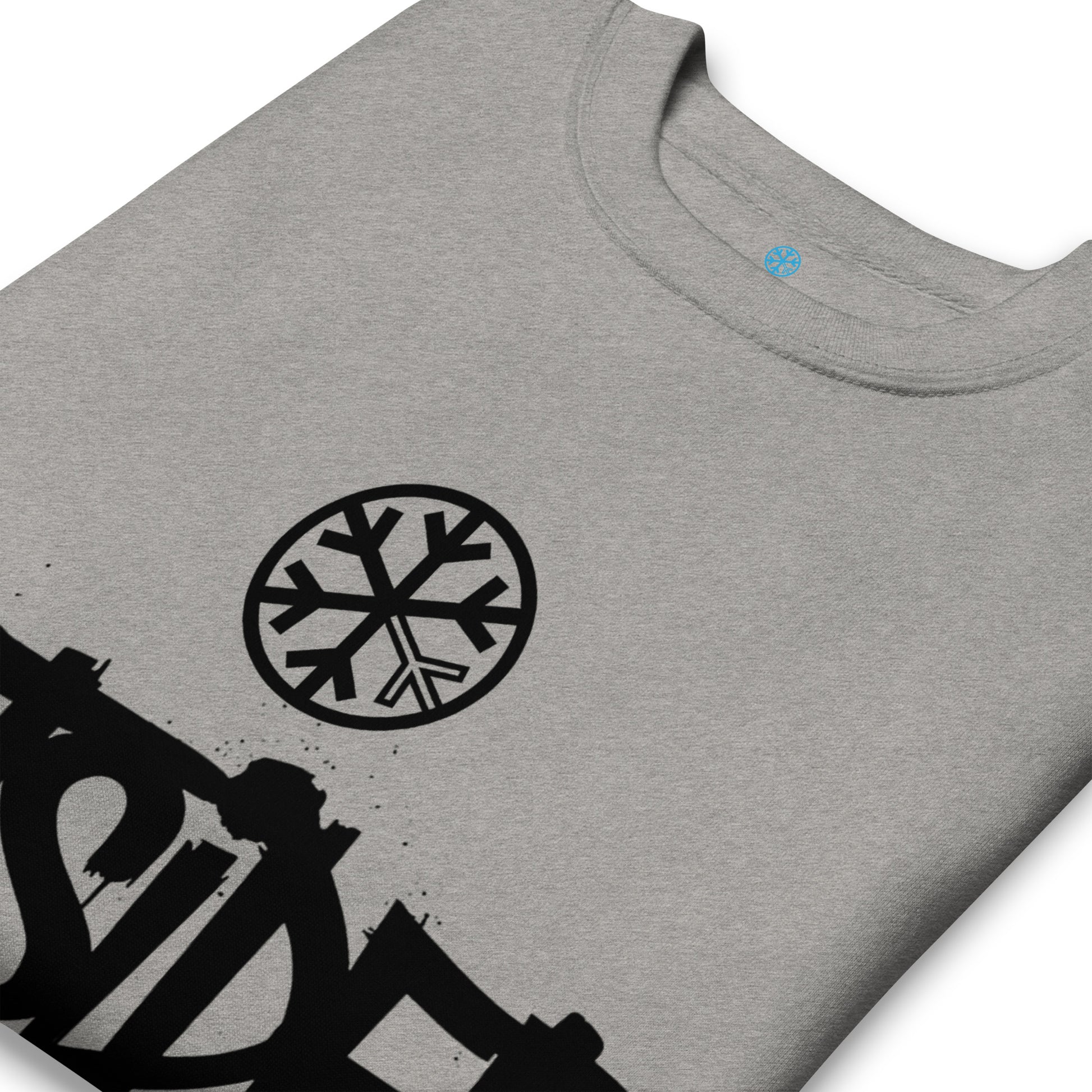 Gray-Outsider Graffiti Tag Sweatshirt from B.Different Clothing, detail, graffiti-inspired streetwear