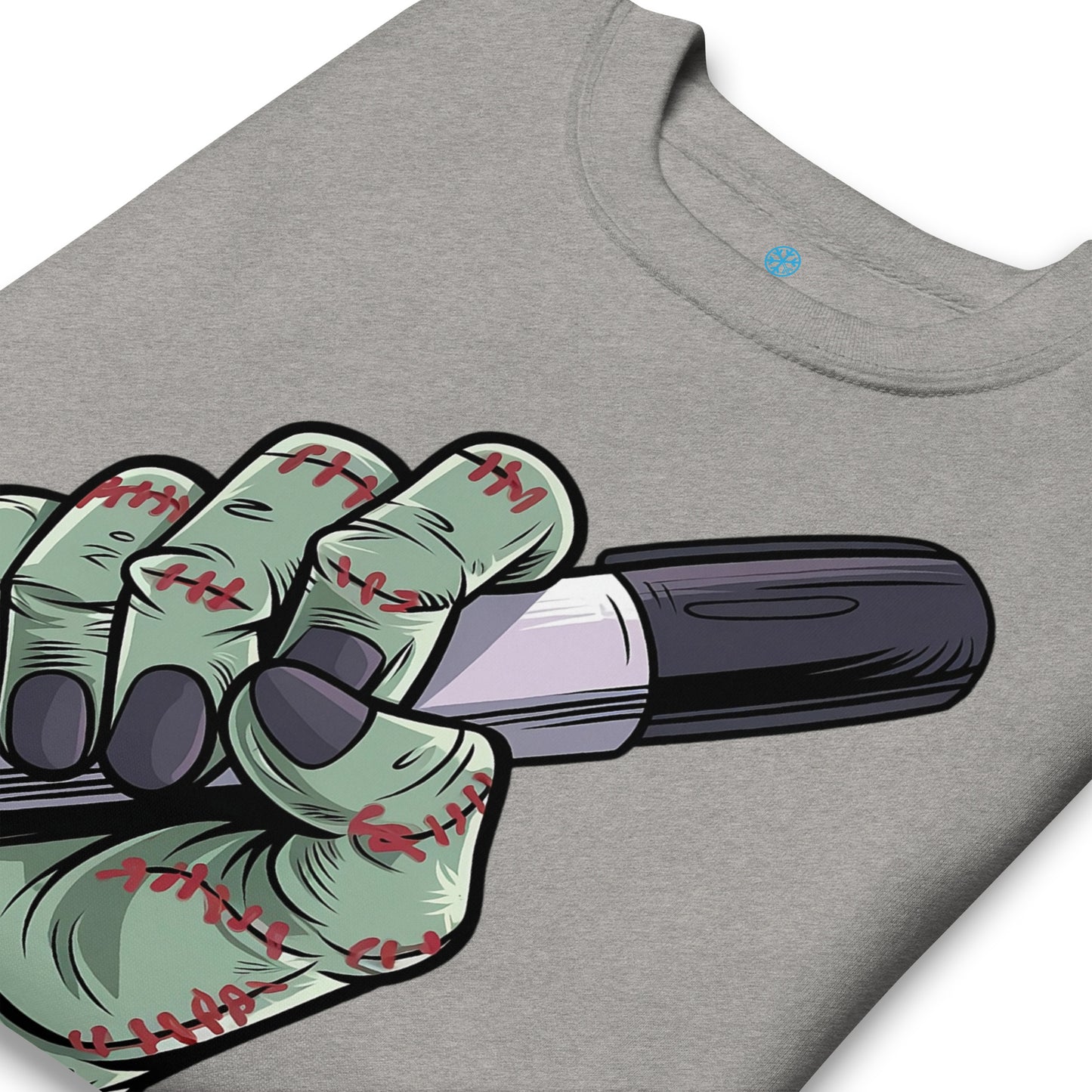 Gray-Thing Graffiti Sweatshirt from B.Different Clothing, detail, graffiti-inspired streetwear