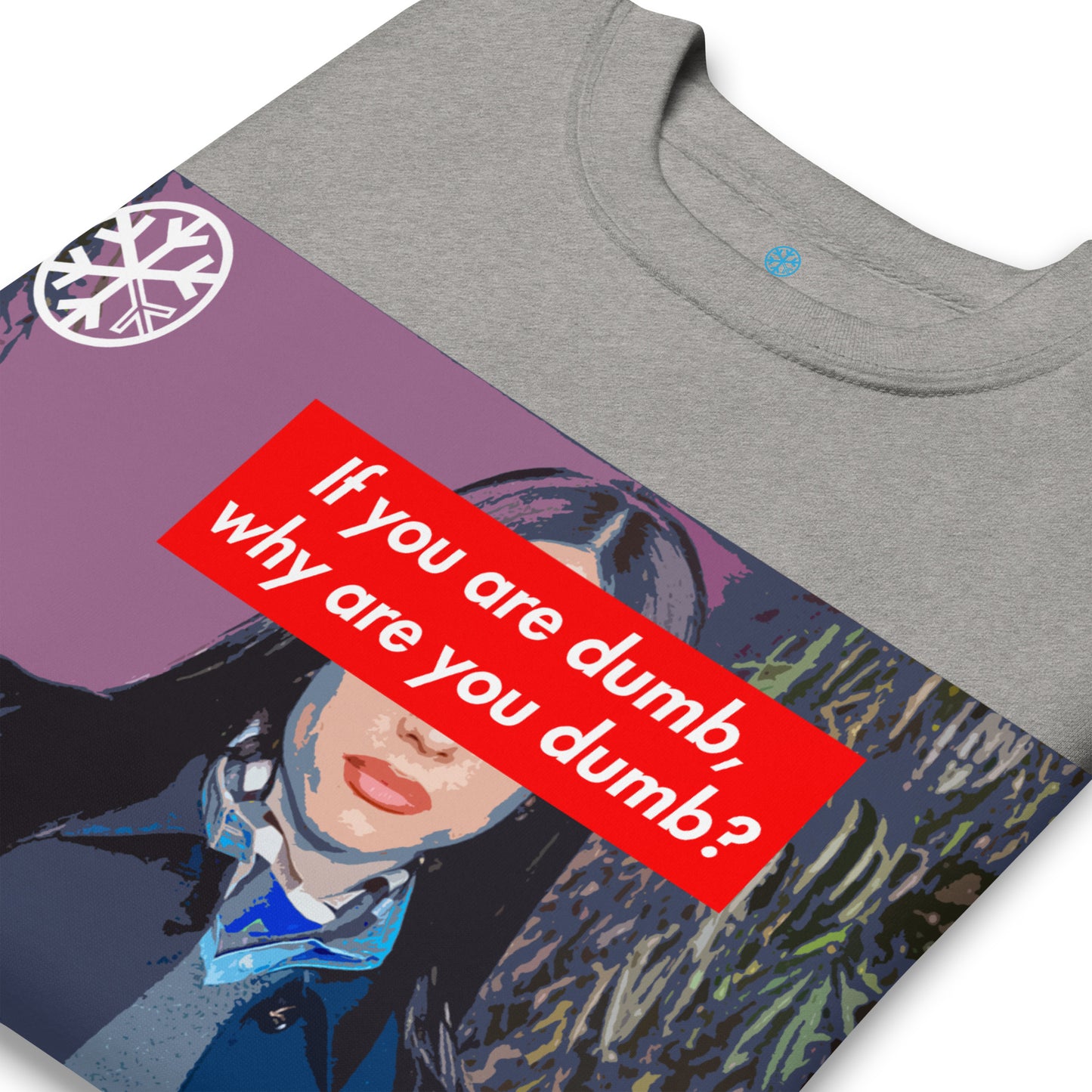 Gray-Why Are You Dumb Sweatshirt from B.Different Clothing, detail, graffiti-inspired streetwear