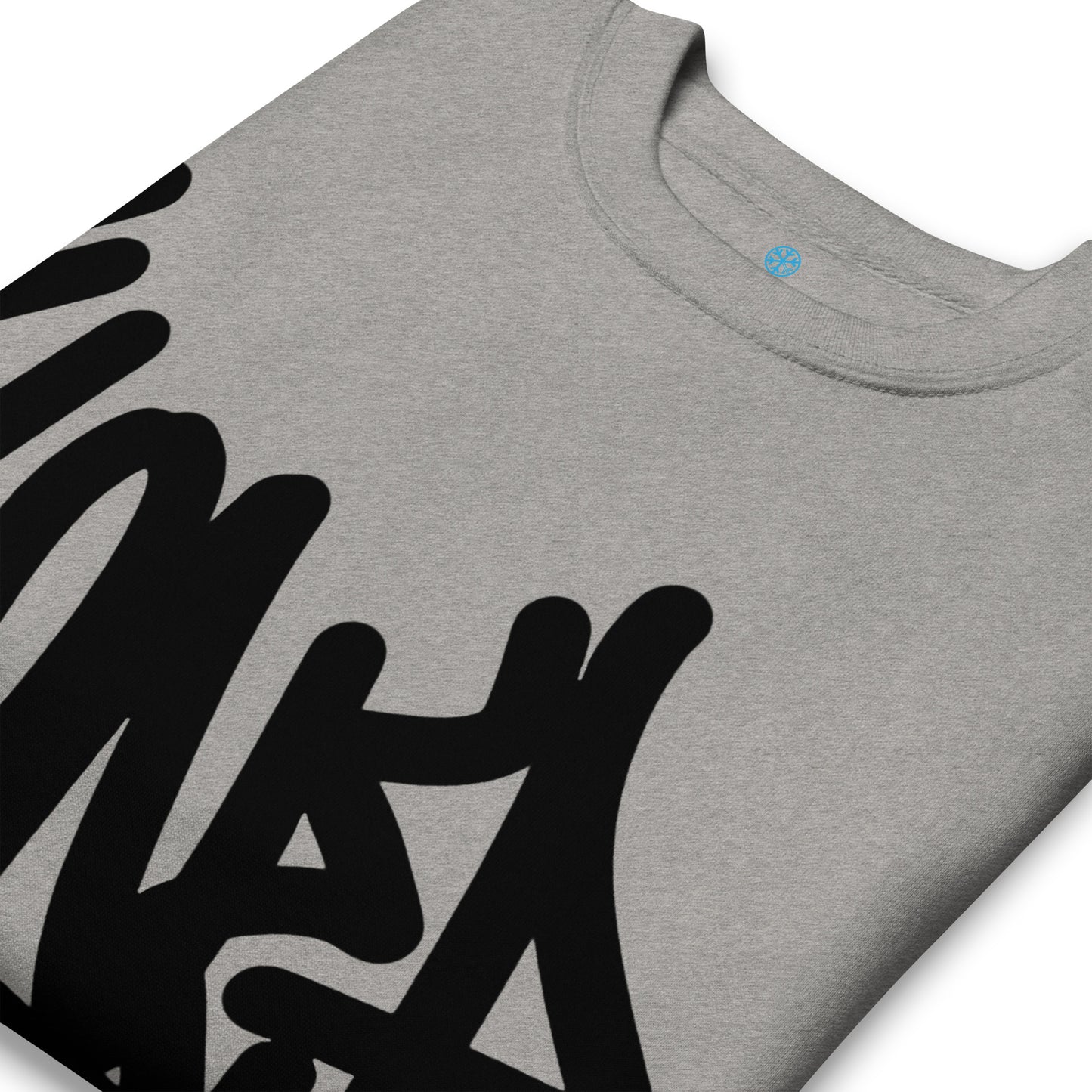 Gray-Loner Graffiti Tag Sweatshirt from B.Different Clothing, detail, graffiti-inspired streetwear