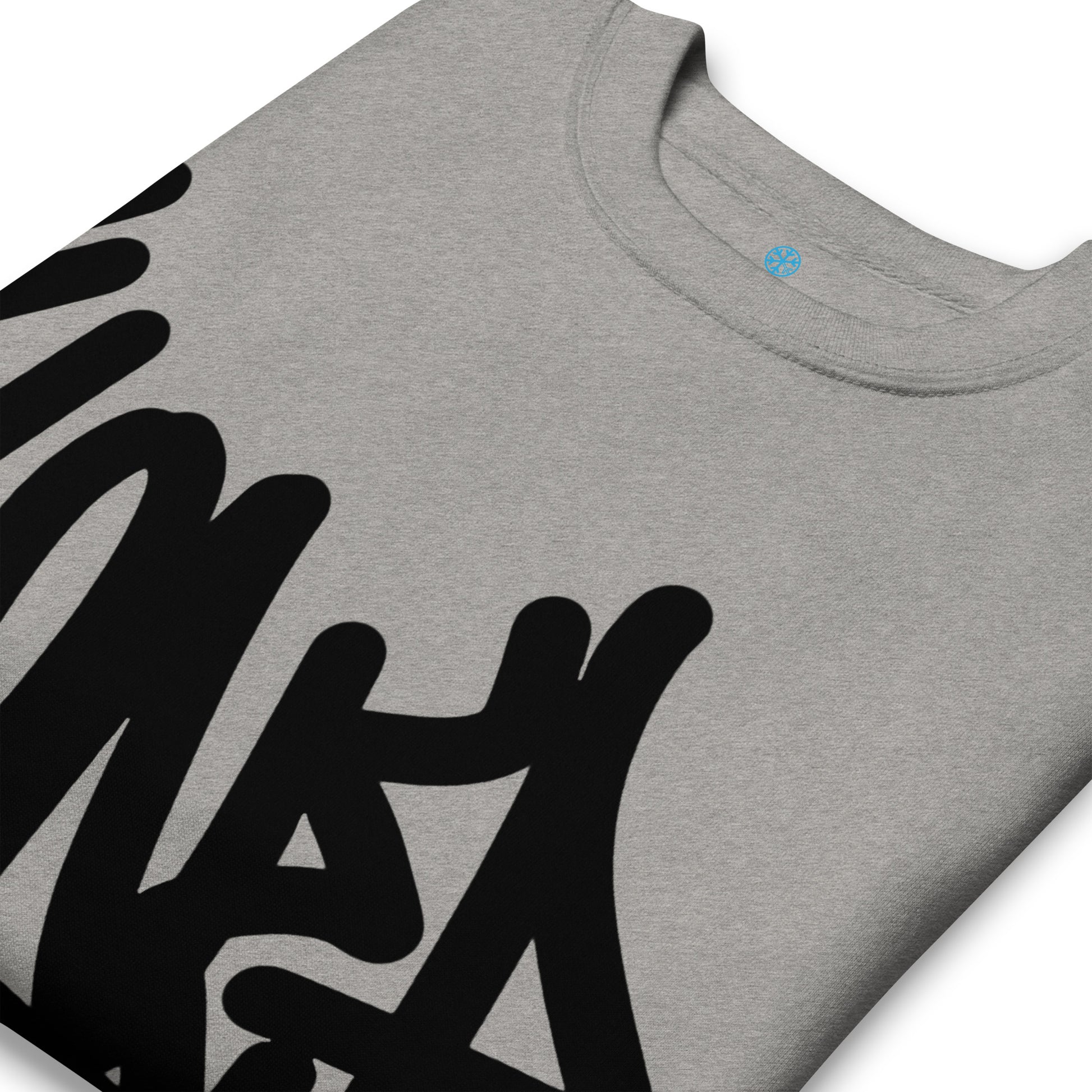 Gray-Loner Graffiti Tag Sweatshirt from B.Different Clothing, detail, graffiti-inspired streetwear