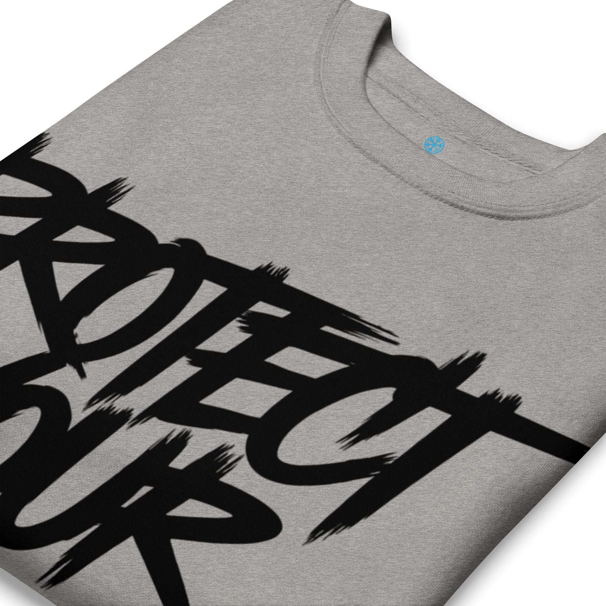 Gray-Protect Your Vibe Graffiti Tag Sweatshirt from B.Different Clothing, detail, graffiti-inspired streetwear