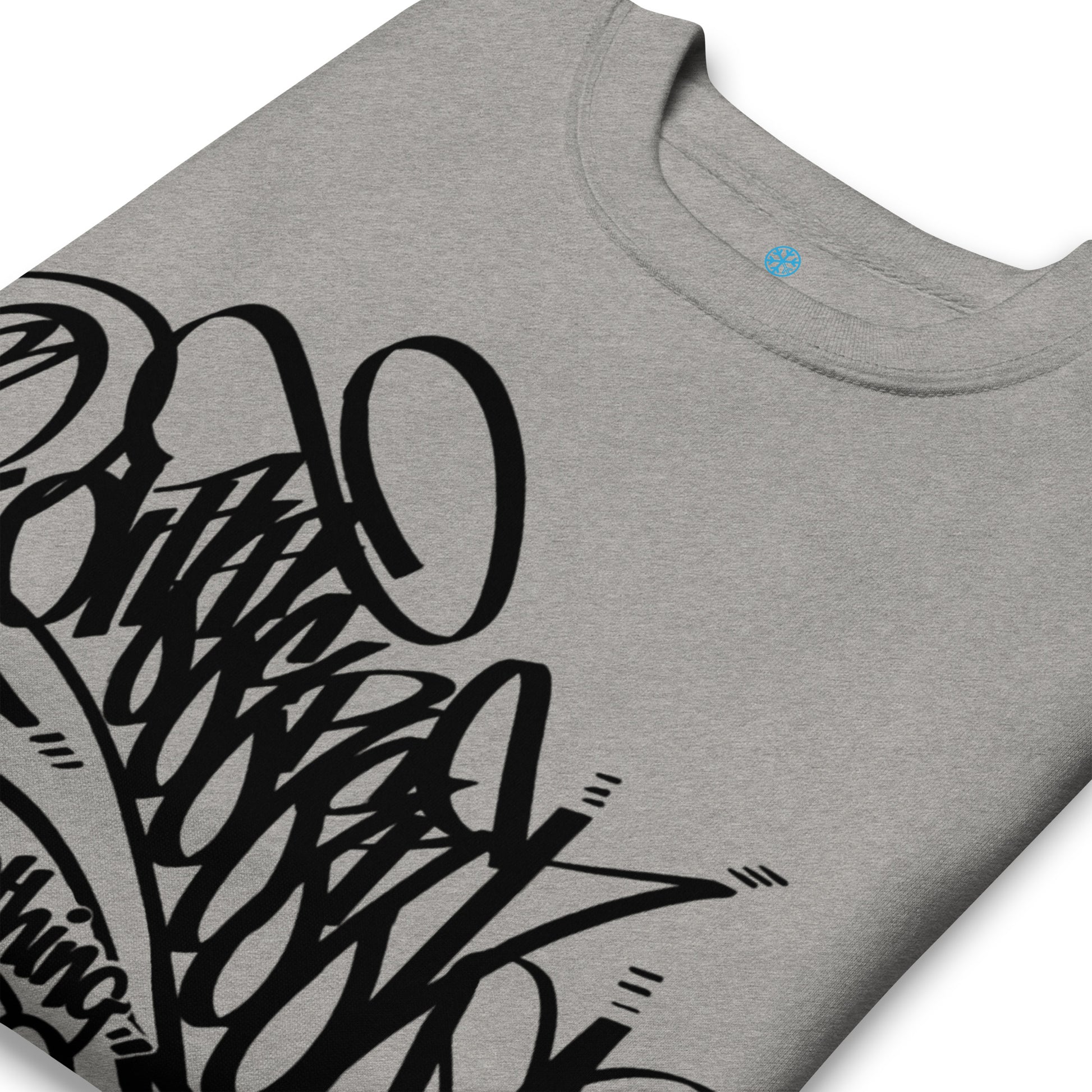 Gray-B.Different Clothing Graffiti Tag Sweatshirt from B.Different Clothing, detail, graffiti-inspired streetwear