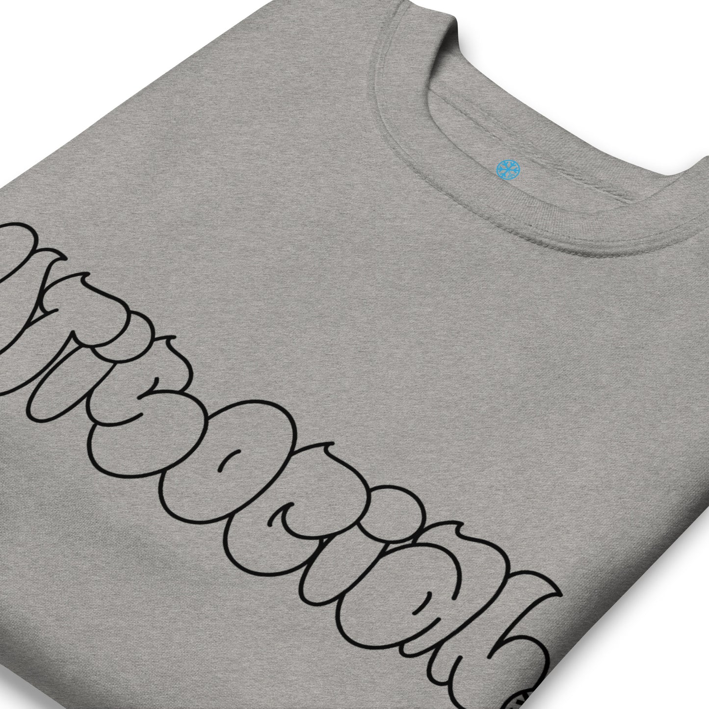 Gray-Antisocial Graffiti Hollow Sweatshirt from B.Different Clothing, detail, graffiti-inspired streetwear