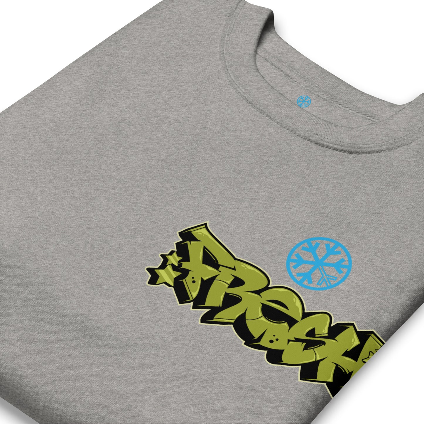 Gray-Fresh Graffiti Character Sweatshirt from B.Different Clothing, detail, graffiti-inspired streetwear