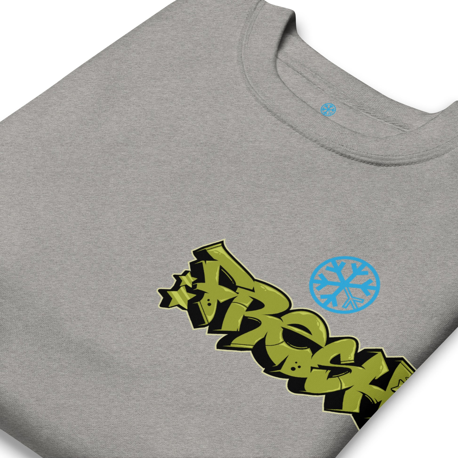 Gray-Fresh Graffiti Character Sweatshirt from B.Different Clothing, detail, graffiti-inspired streetwear