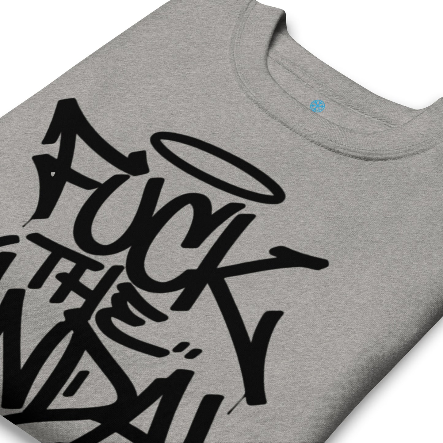 Gray-Fuck The Vandal Squad Graffiti Sweatshirt from B.Different Clothing, detail, graffiti-inspired streetwear