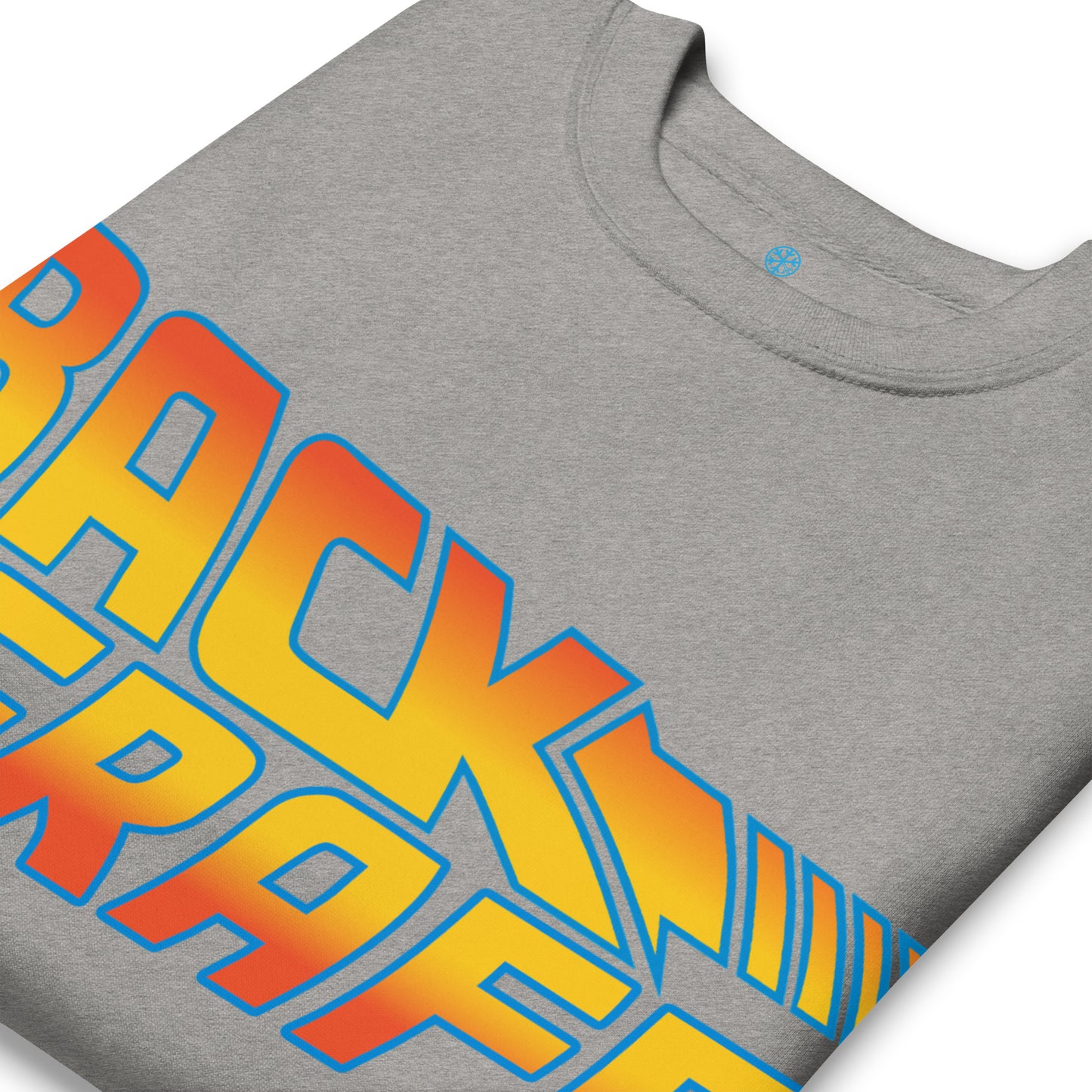 Gray-Back to the Graff Sweatshirt from B.Different Clothing, detail, graffiti-inspired streetwear