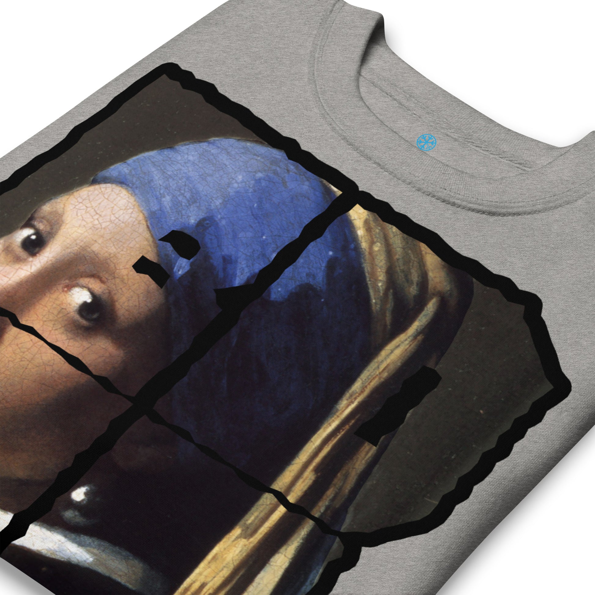 Gray-BDFRNT Throwie x Girl With Pearl Earring Graffiti Sweatshirt from B.Different Clothing, detail, graffiti-inspired streetwear