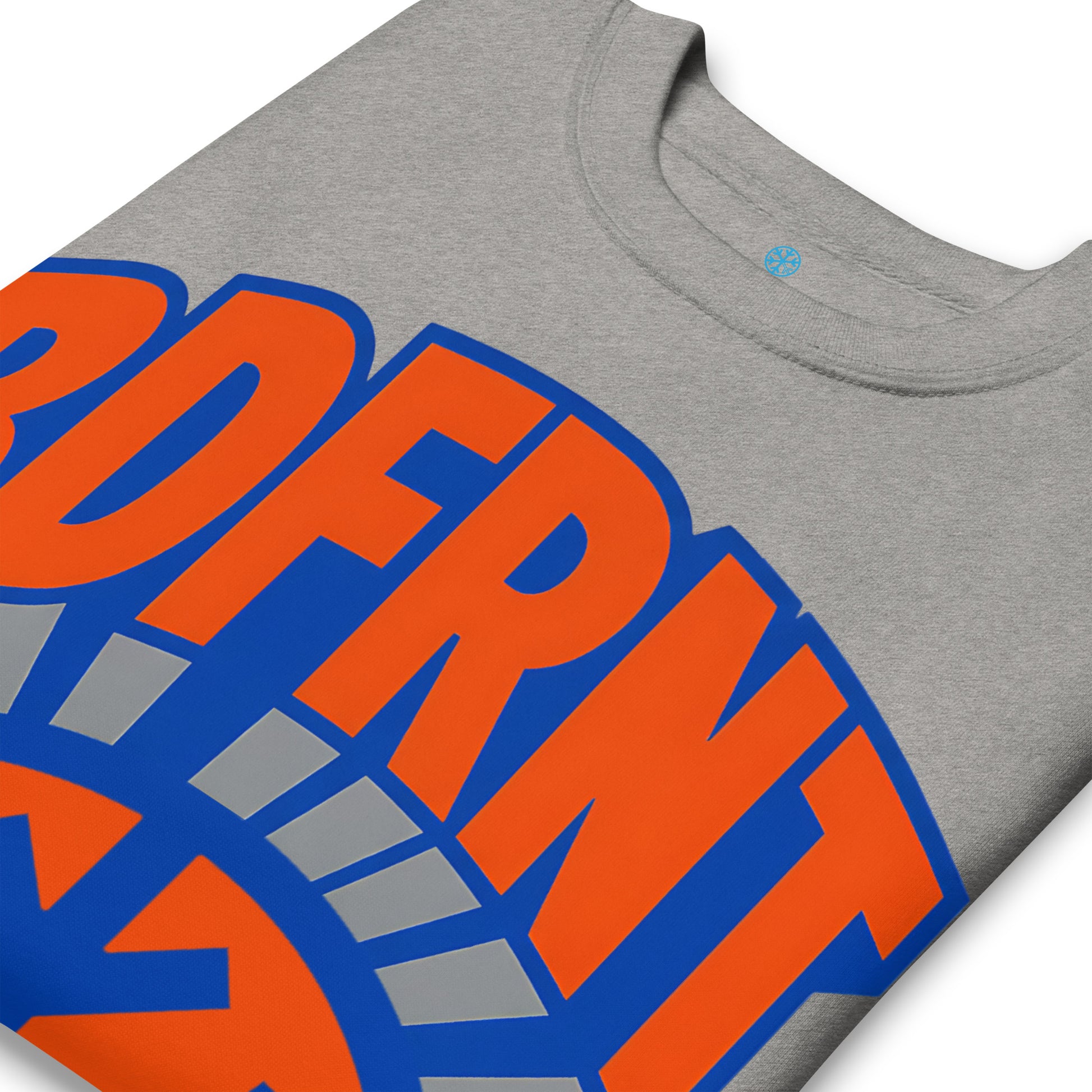 Gray-BDFRNT Logo 1989 Sweatshirt from B.Different Clothing, detail, graffiti-inspired streetwear