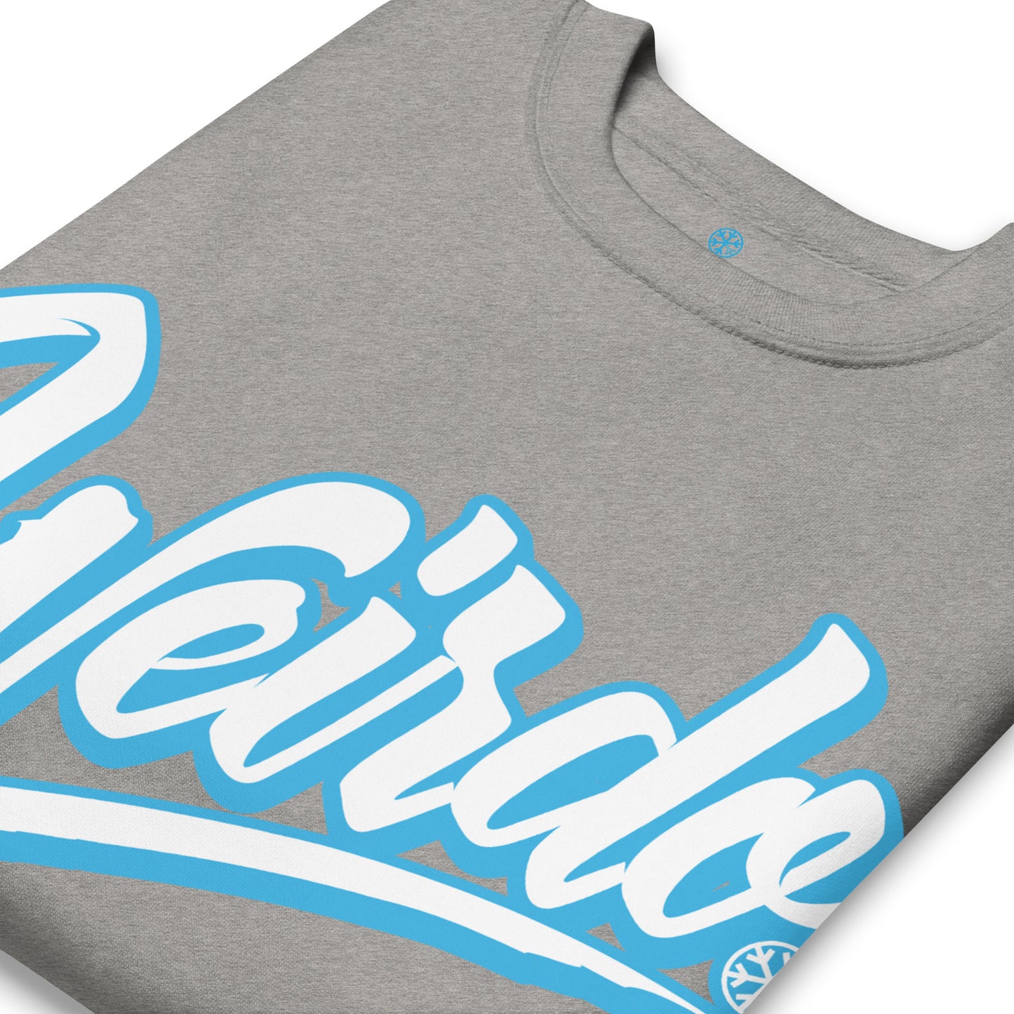 Carbon Grey-Weirdo Sweatshirt from B.Different Clothing, detail, graffiti-inspired streetwear