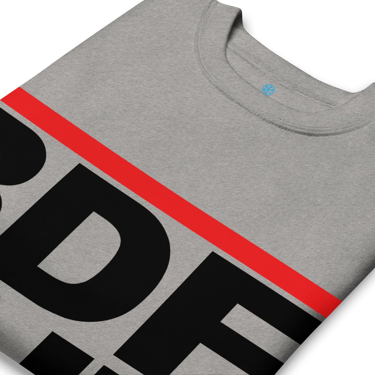 Carbon Grey-BDFRNT OG Logo Sweatshirt from B.Different Clothing, detail, graffiti-inspired streetwear