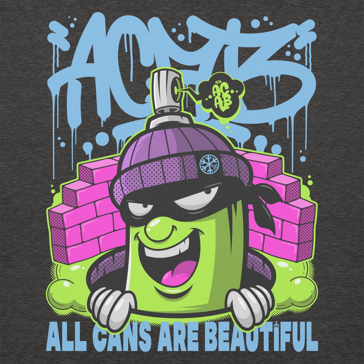 Darkgray-ACAB Graffiti Character Sweatshirt from B.Different Clothing, graphic, graffiti-inspired streetwear