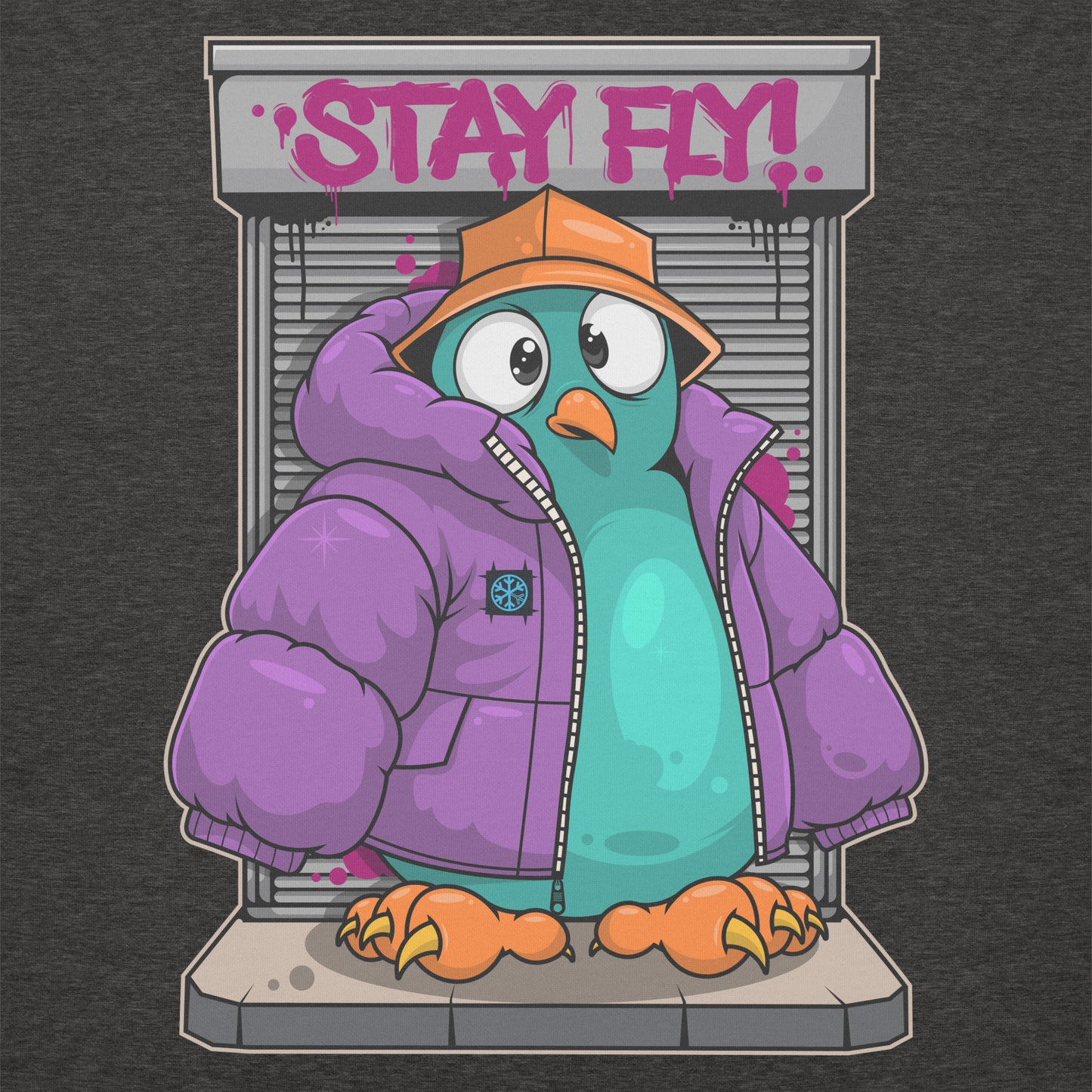 Darkgray-Stay Fly Graffiti Character Sweatshirt from B.Different Clothing, graphic, graffiti-inspired streetwear